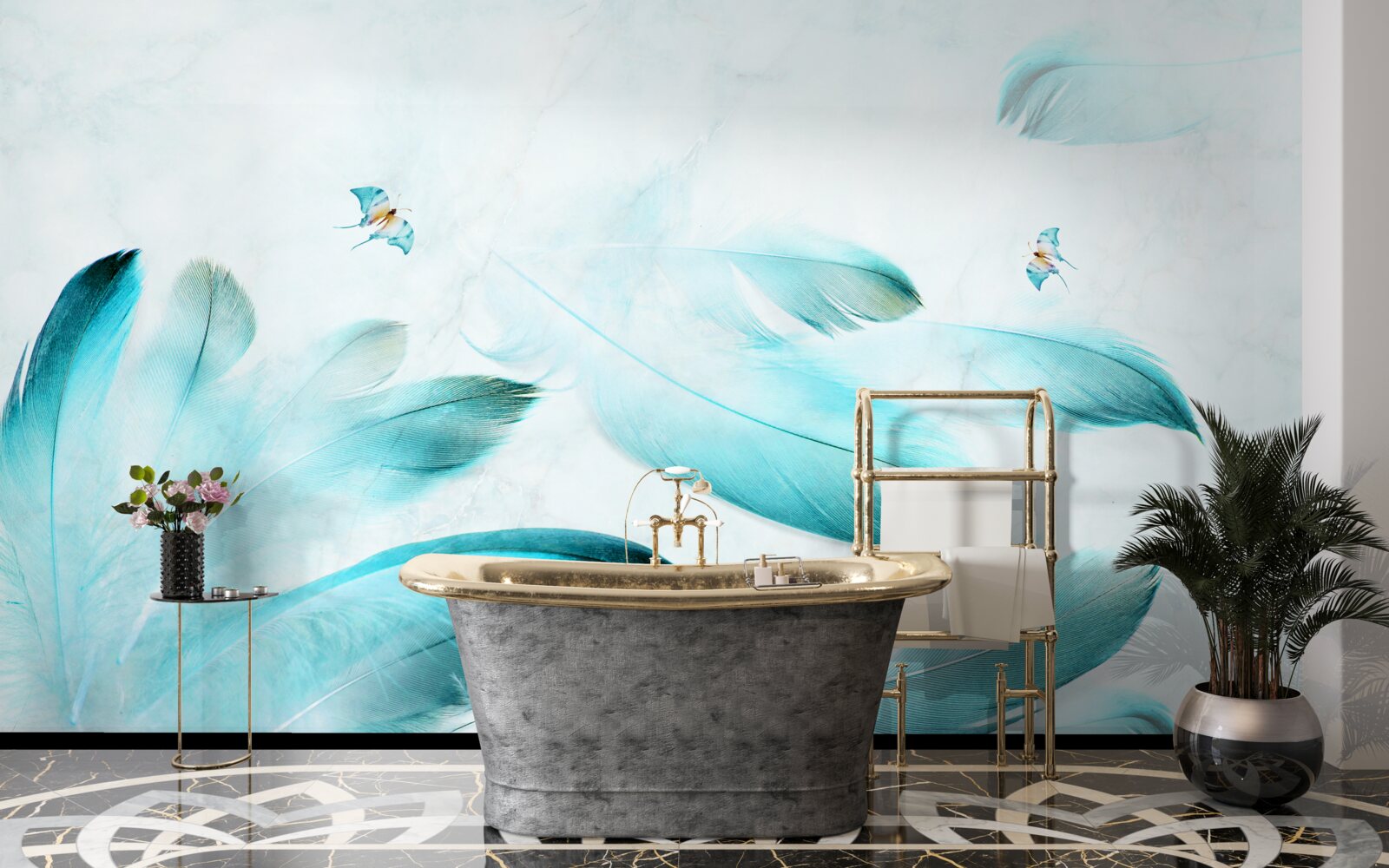 Fototapet pene albastru deschis