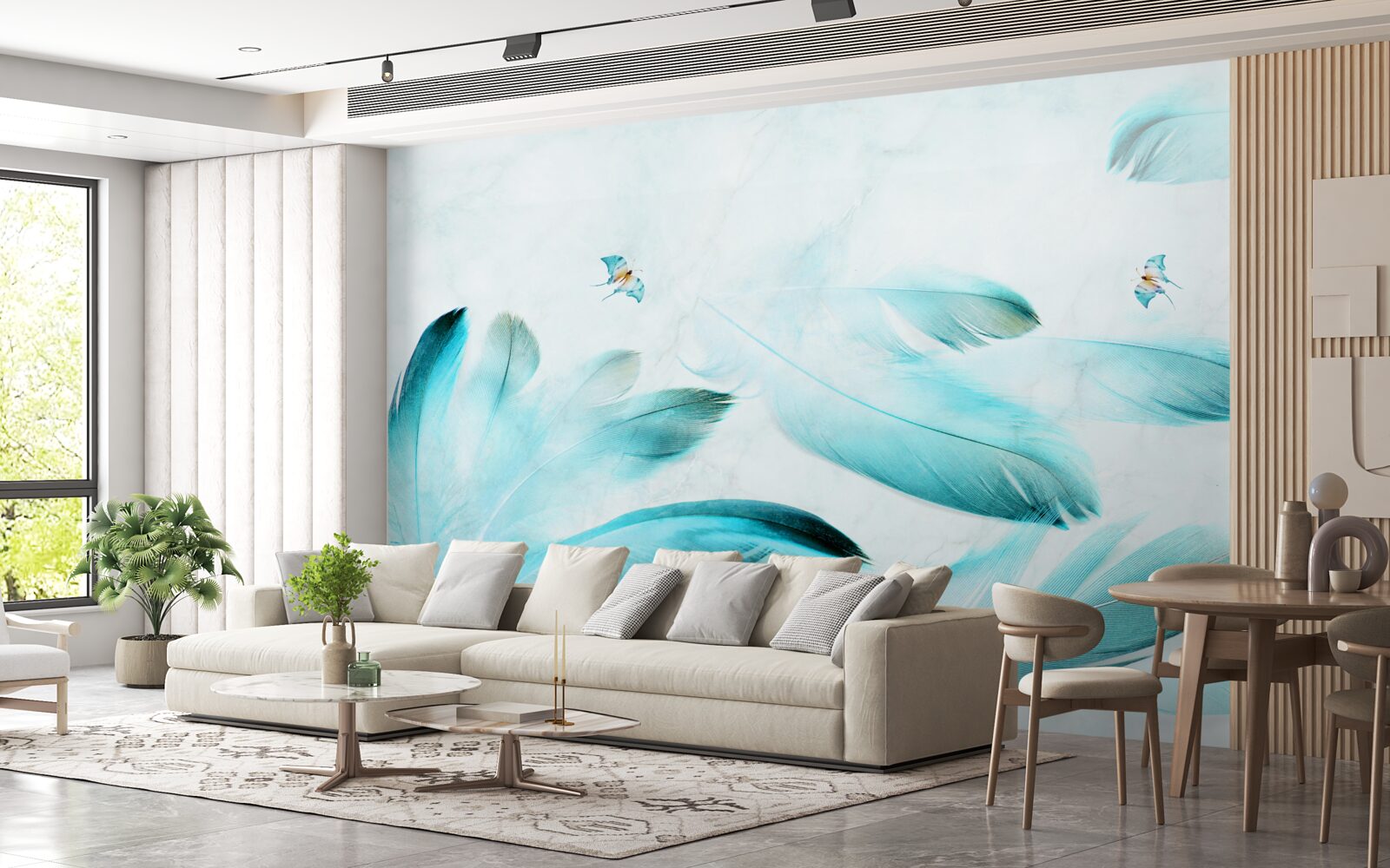 Fototapet pene albastru deschis