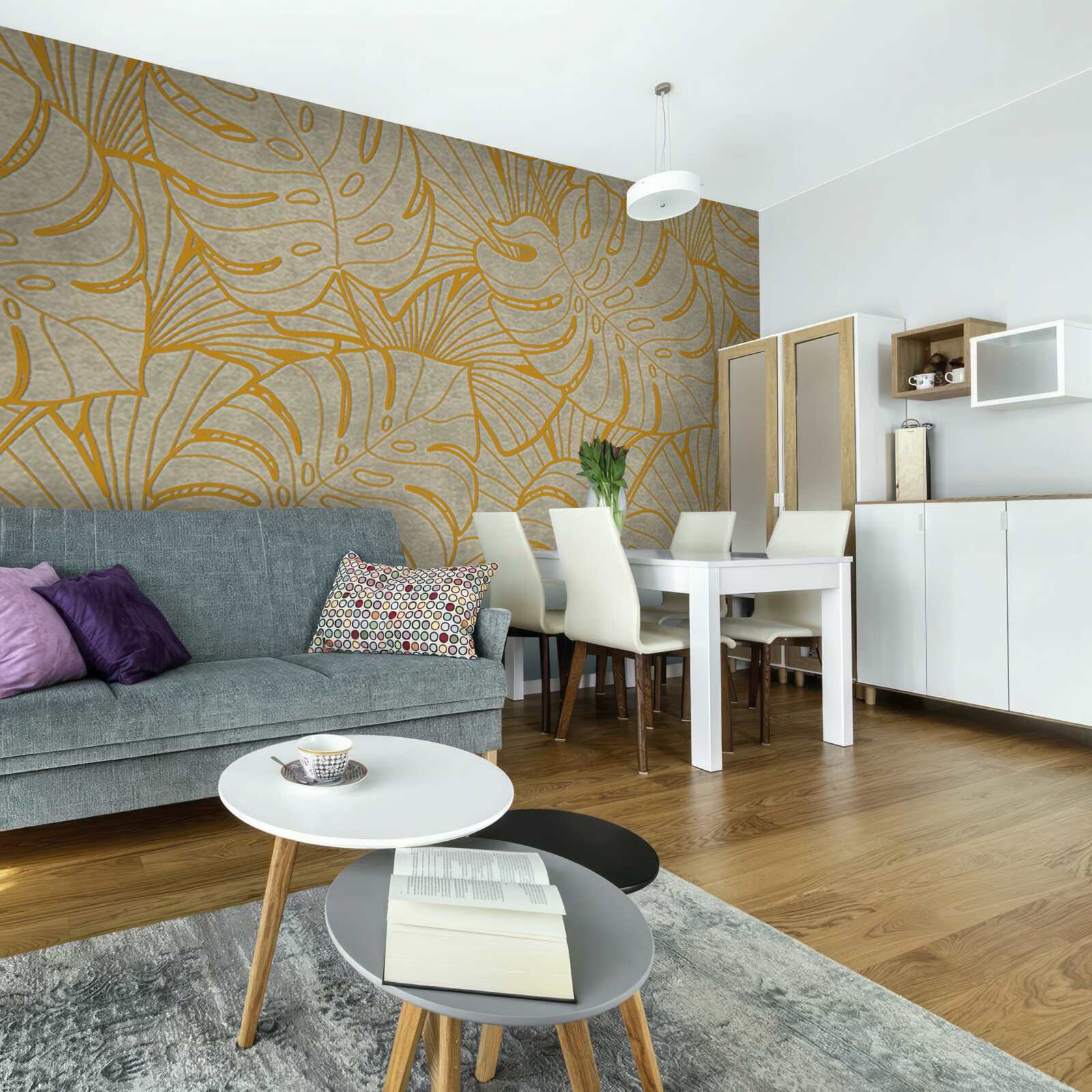 Fototapet contururi de frunze mari