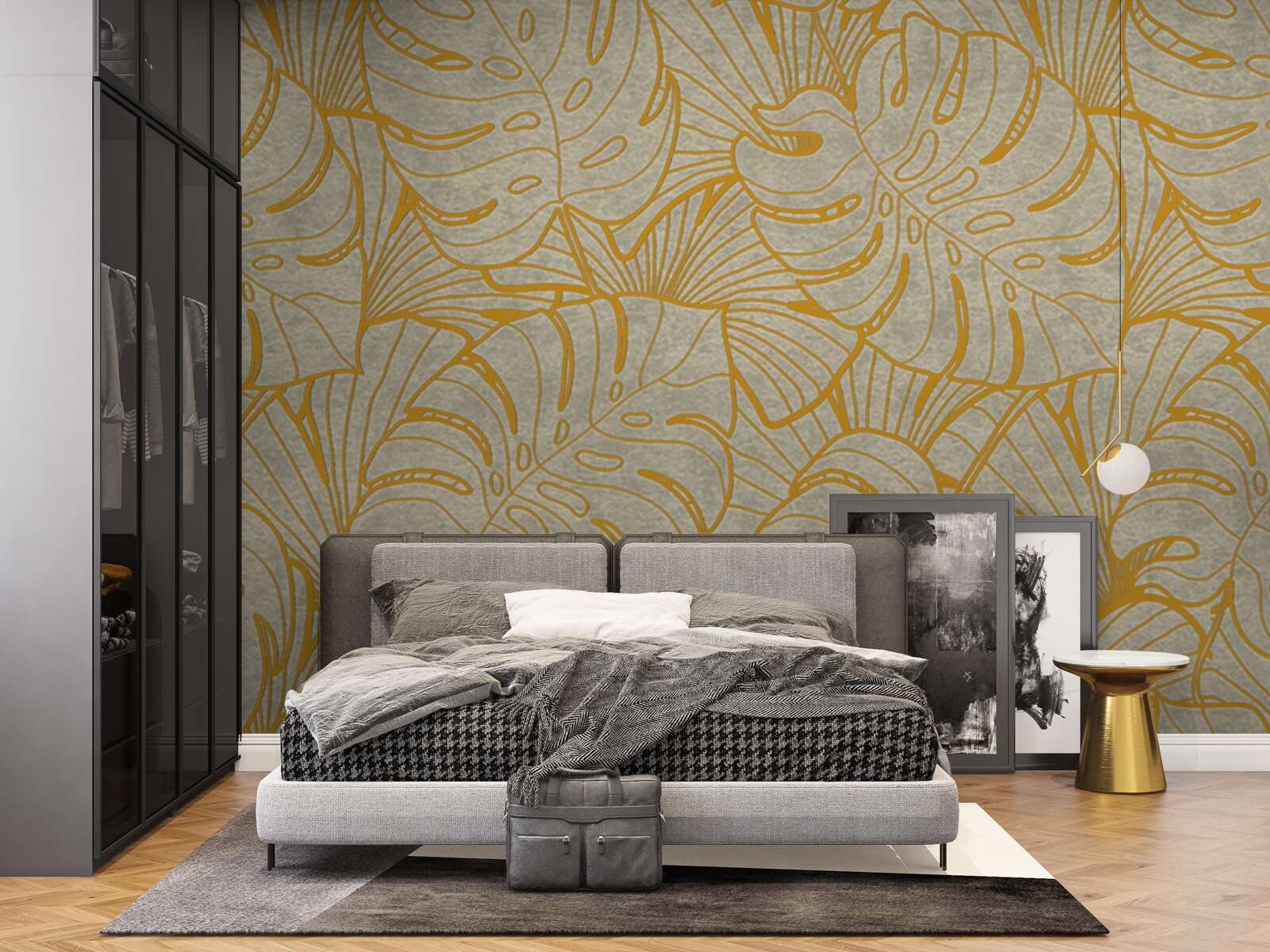 Fototapet contururi de frunze mari