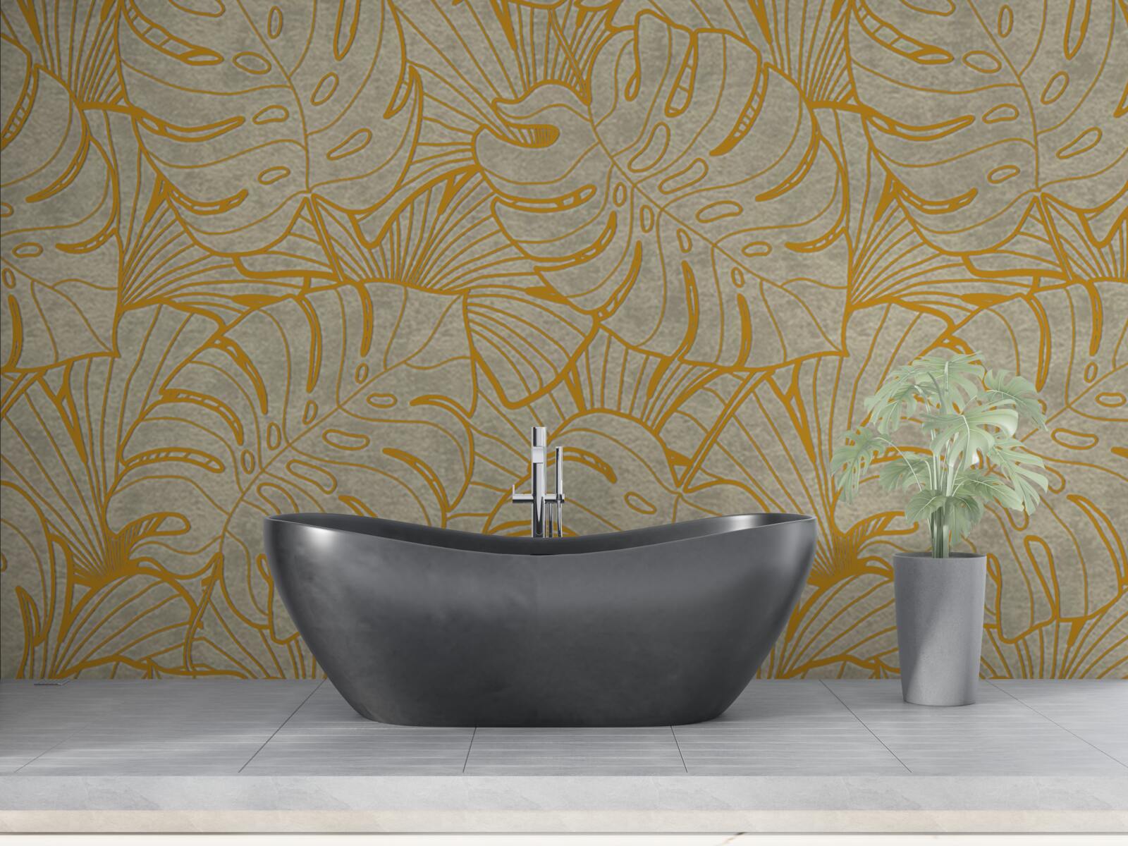 Fototapet contururi de frunze mari