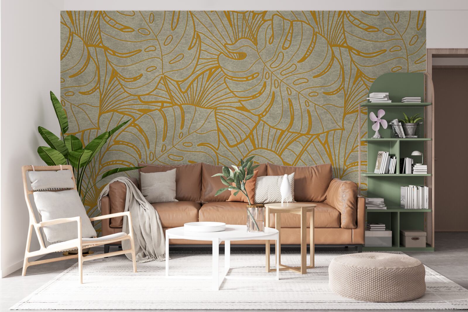 Fototapet contururi de frunze mari