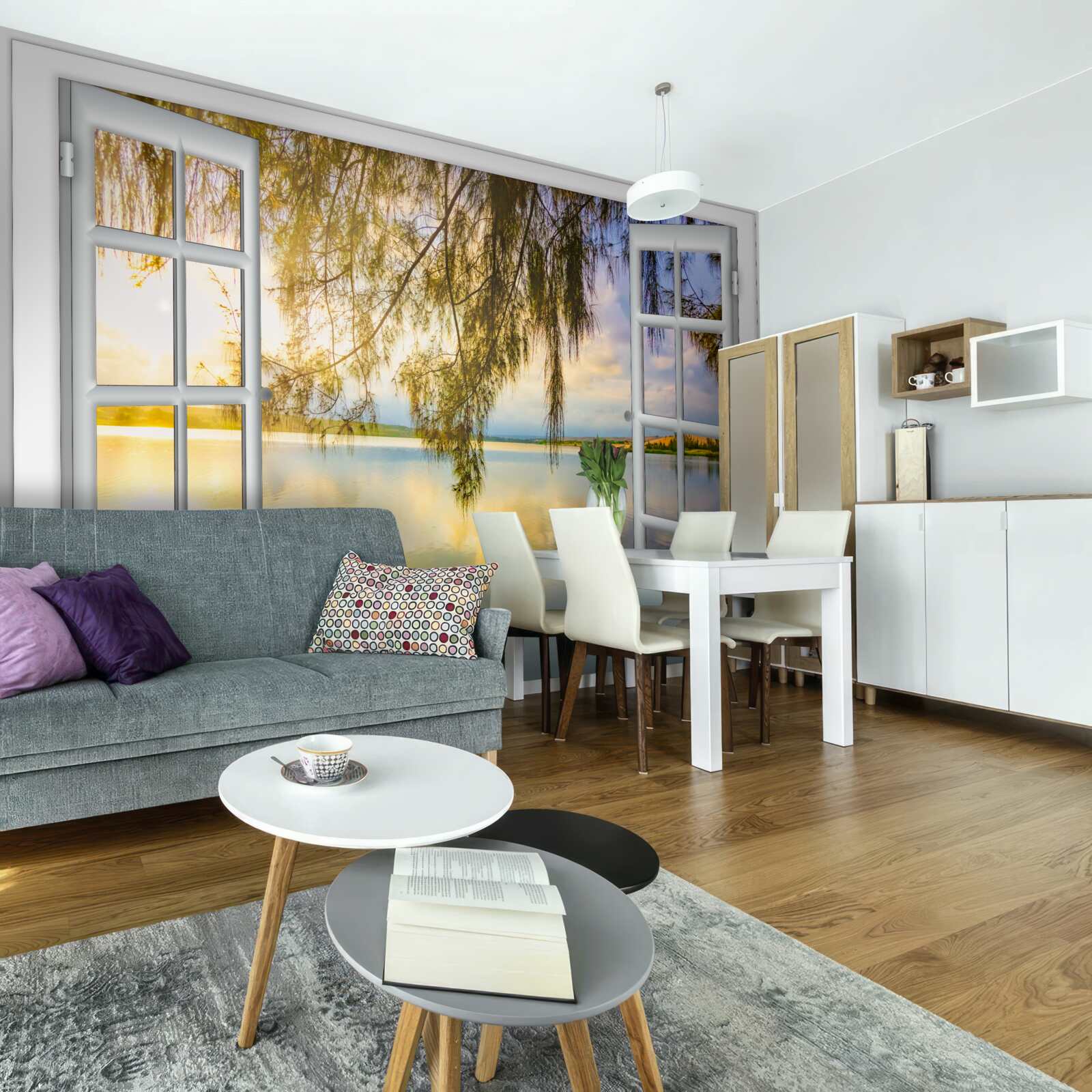 Fototapet vedere a apei de la o fereastră