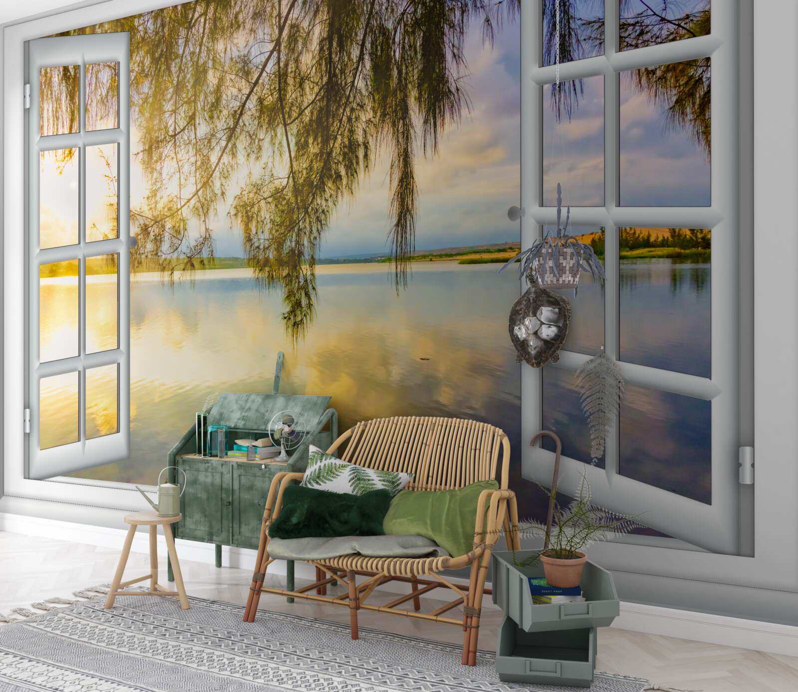 Fototapet vedere a apei de la o fereastră