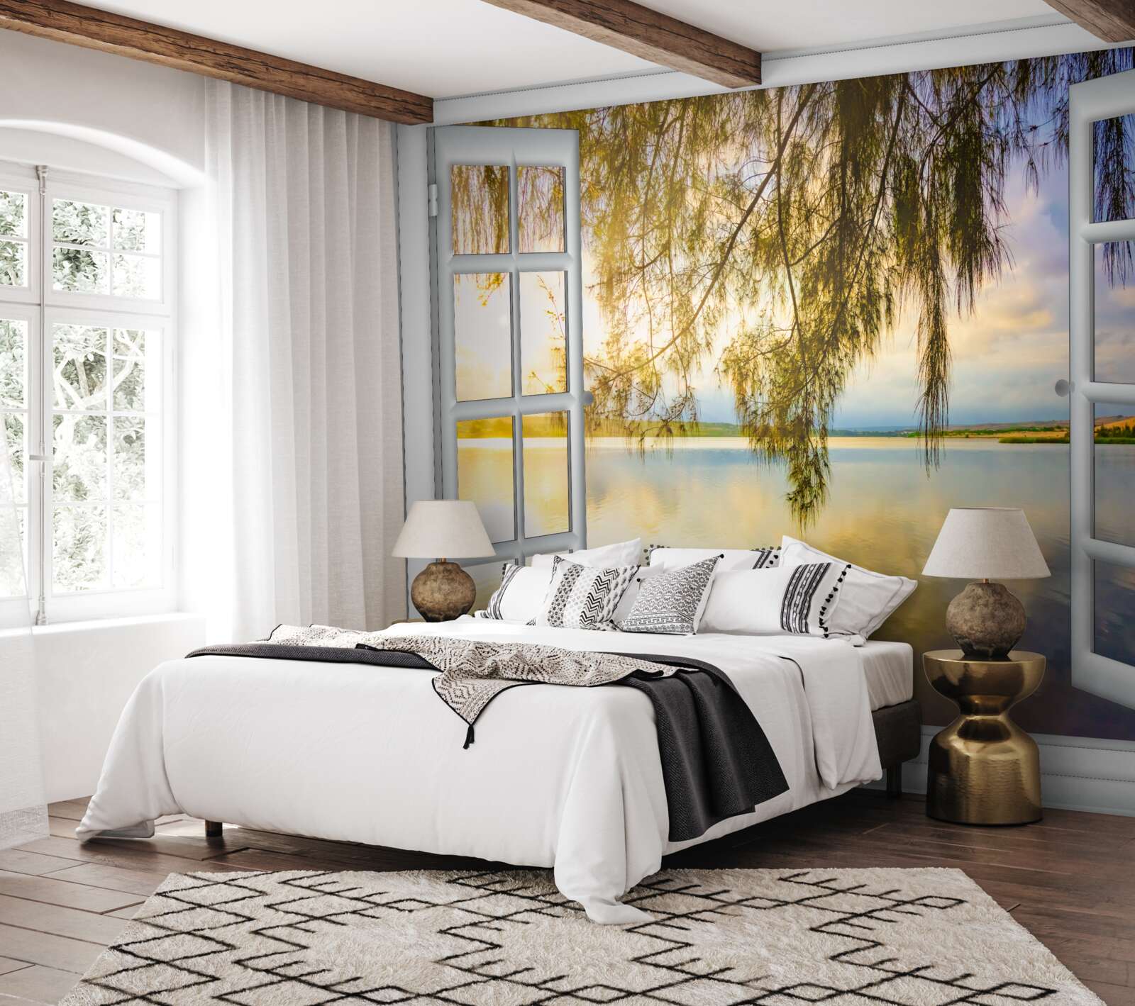 Fototapet vedere a apei de la o fereastră