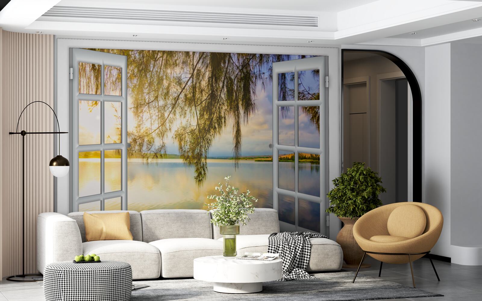 Fototapet vedere a apei de la o fereastră