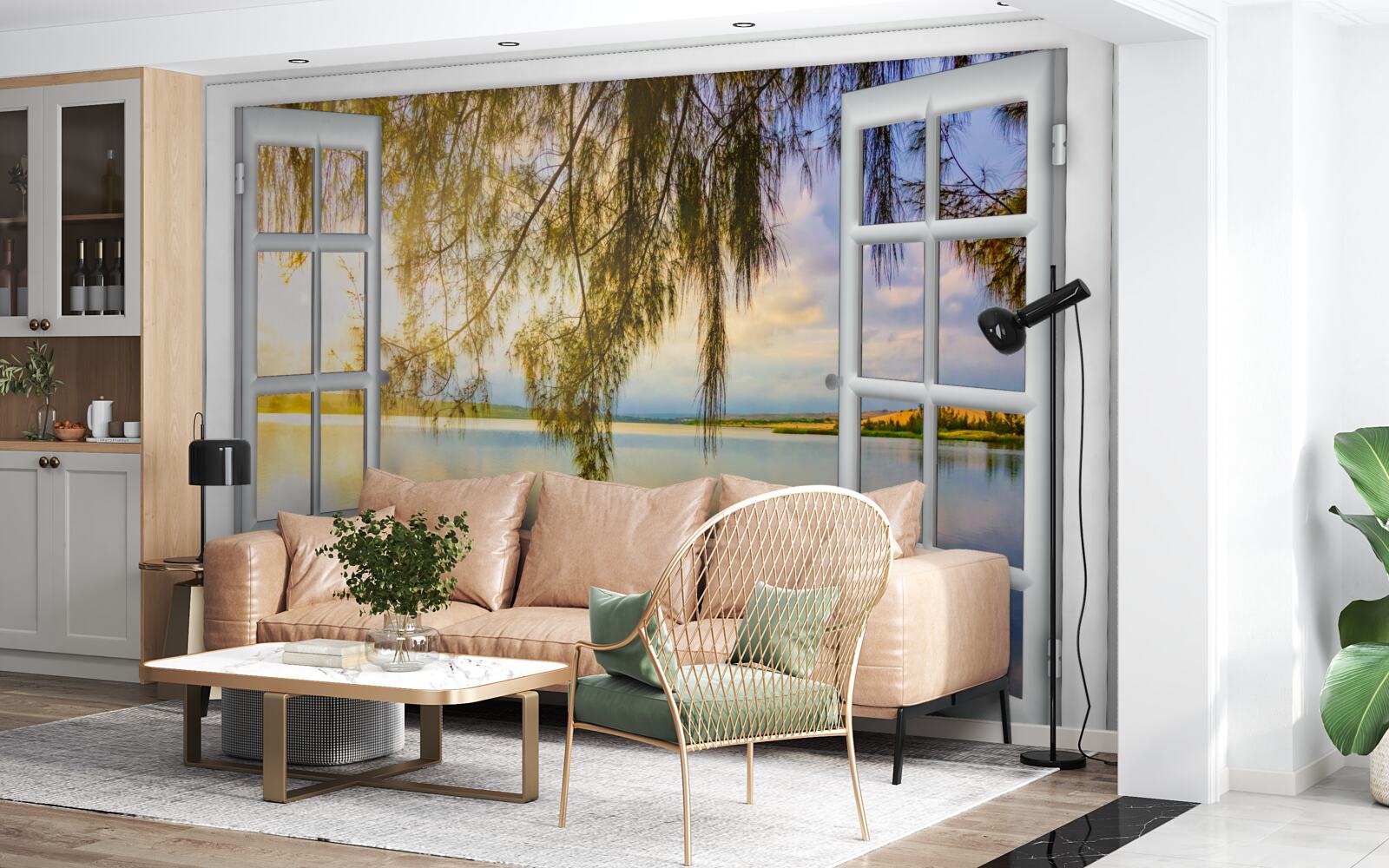 Fototapet vedere a apei de la o fereastră