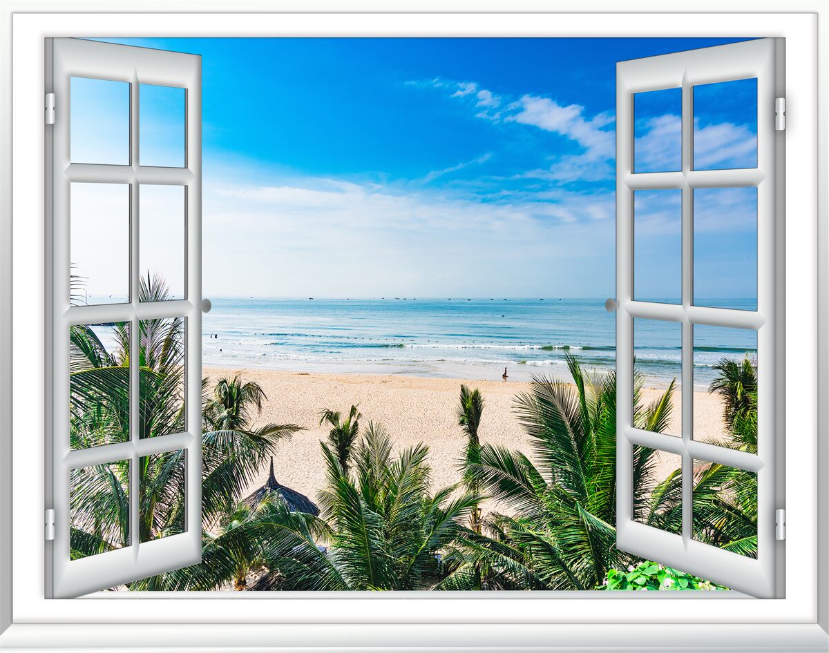 Fototapet ferestre deschise cu vederi frumoase