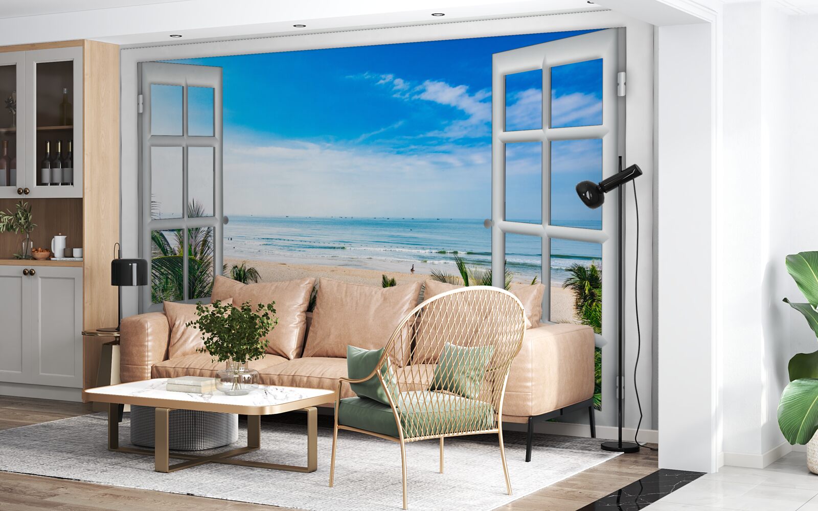 Fototapet ferestre deschise cu vederi frumoase