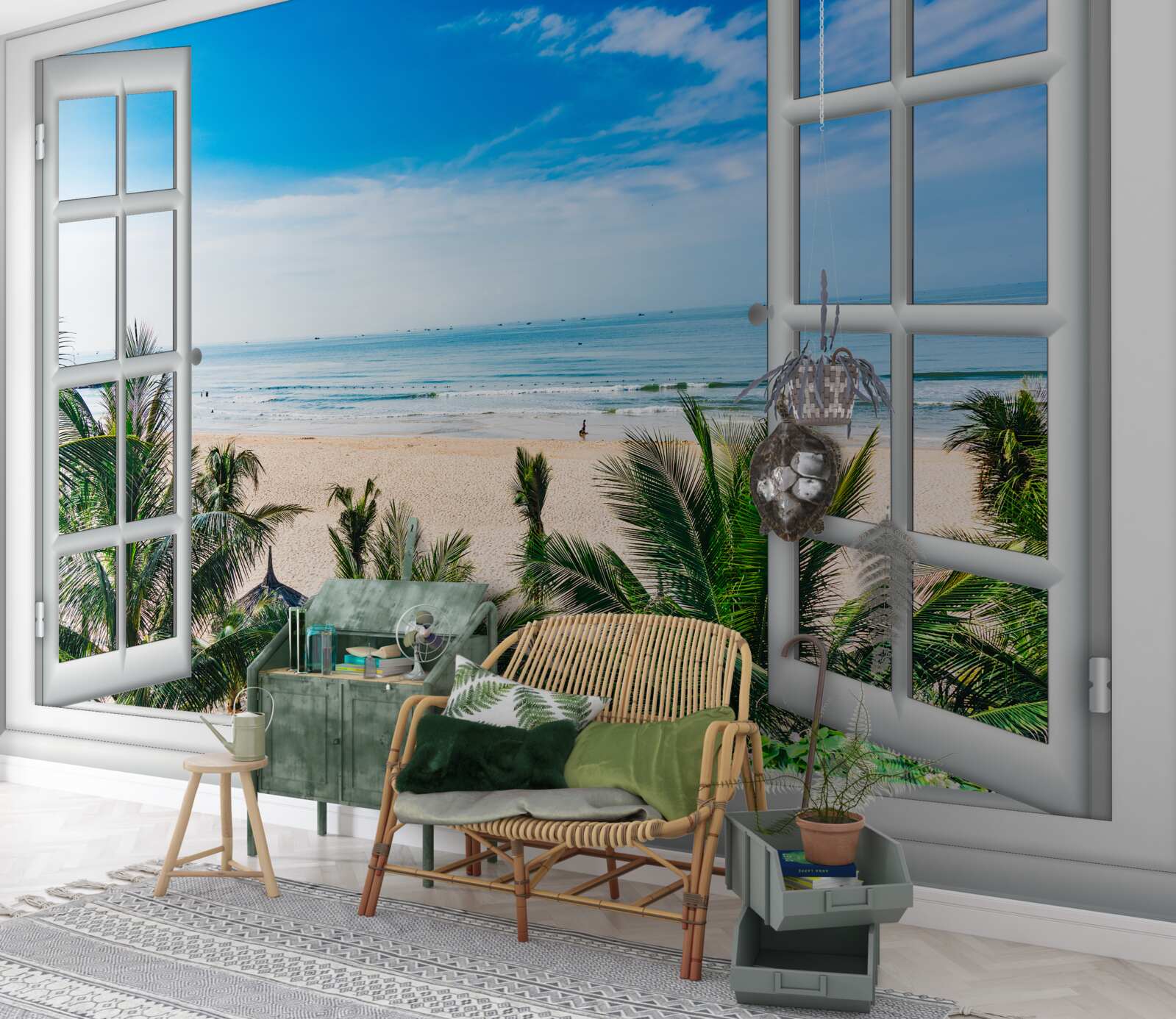 Fototapet ferestre deschise cu vederi frumoase