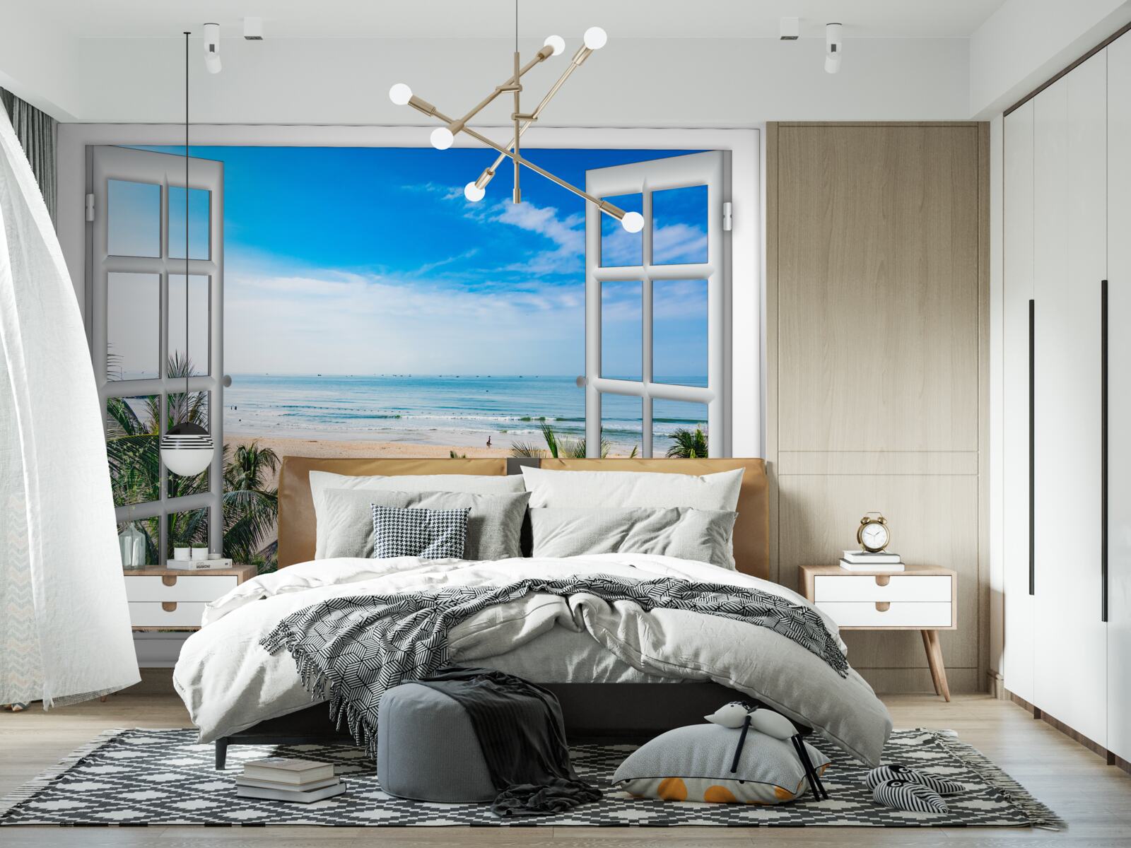 Fototapet ferestre deschise cu vederi frumoase