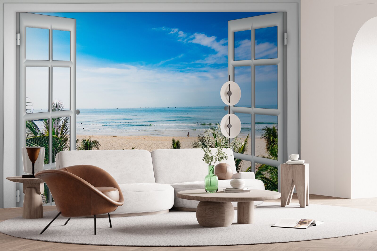 Fototapet ferestre deschise cu vederi frumoase