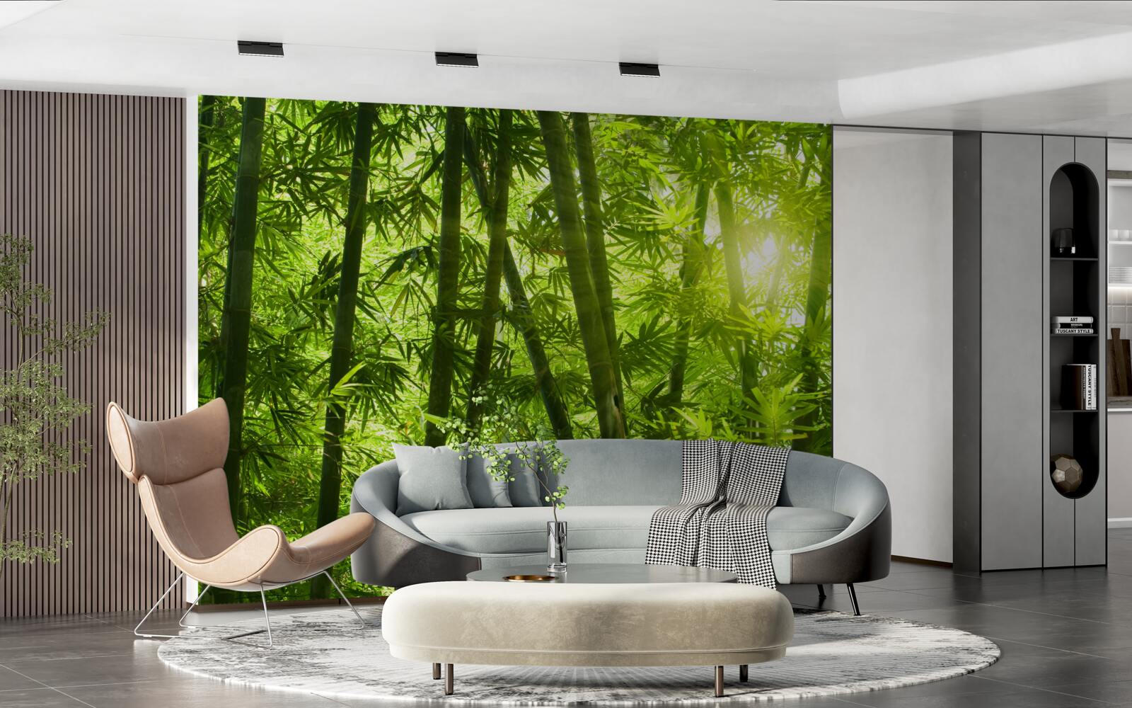 Fototapet soarele încearcă să pătrundă în pădurea deasă