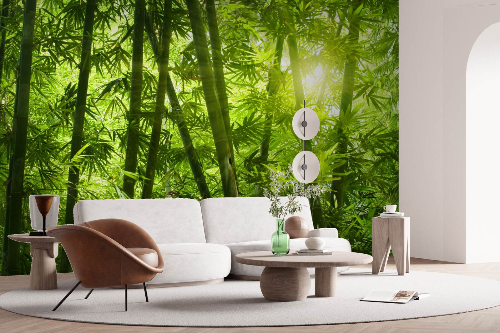 Fototapet soarele încearcă să pătrundă în pădurea deasă