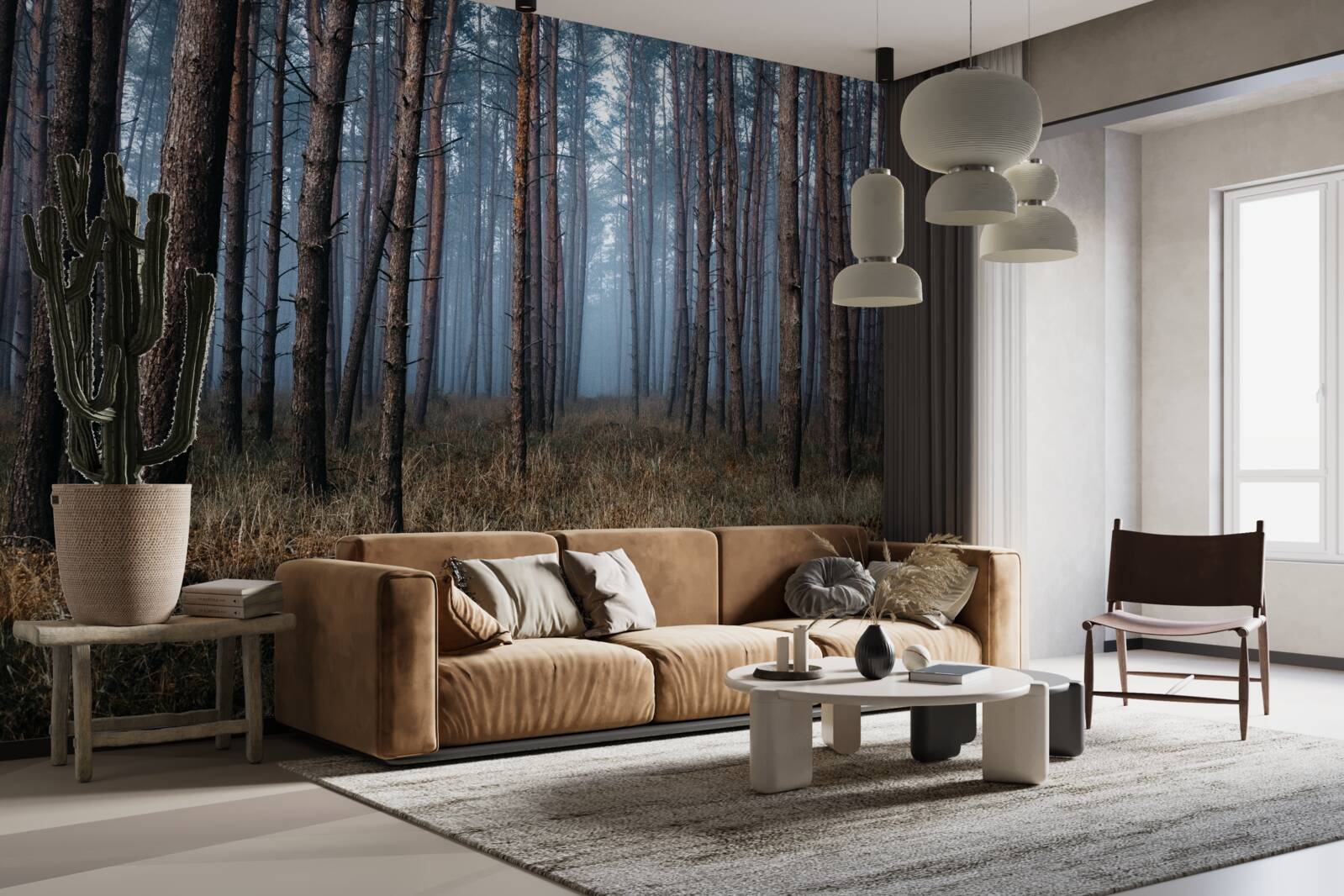 Fototapet pădure întunecată de pini