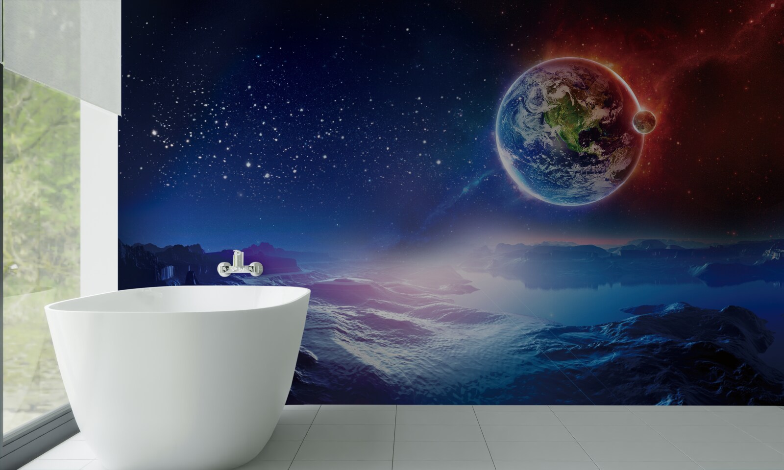 Fototapet vedere a Pământului de pe altă planetă