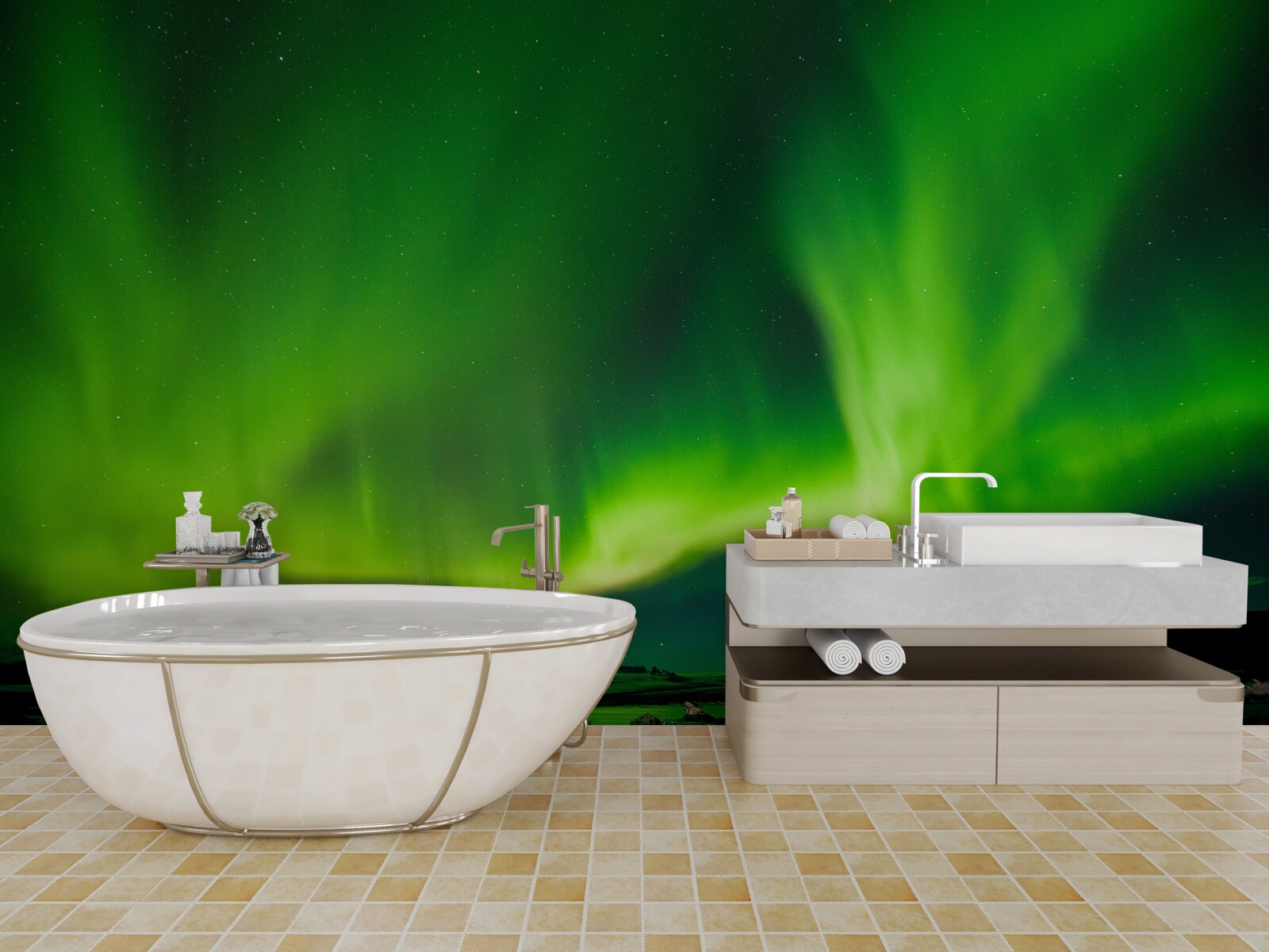 Fototapet aurora boreală captivantă și magnifică