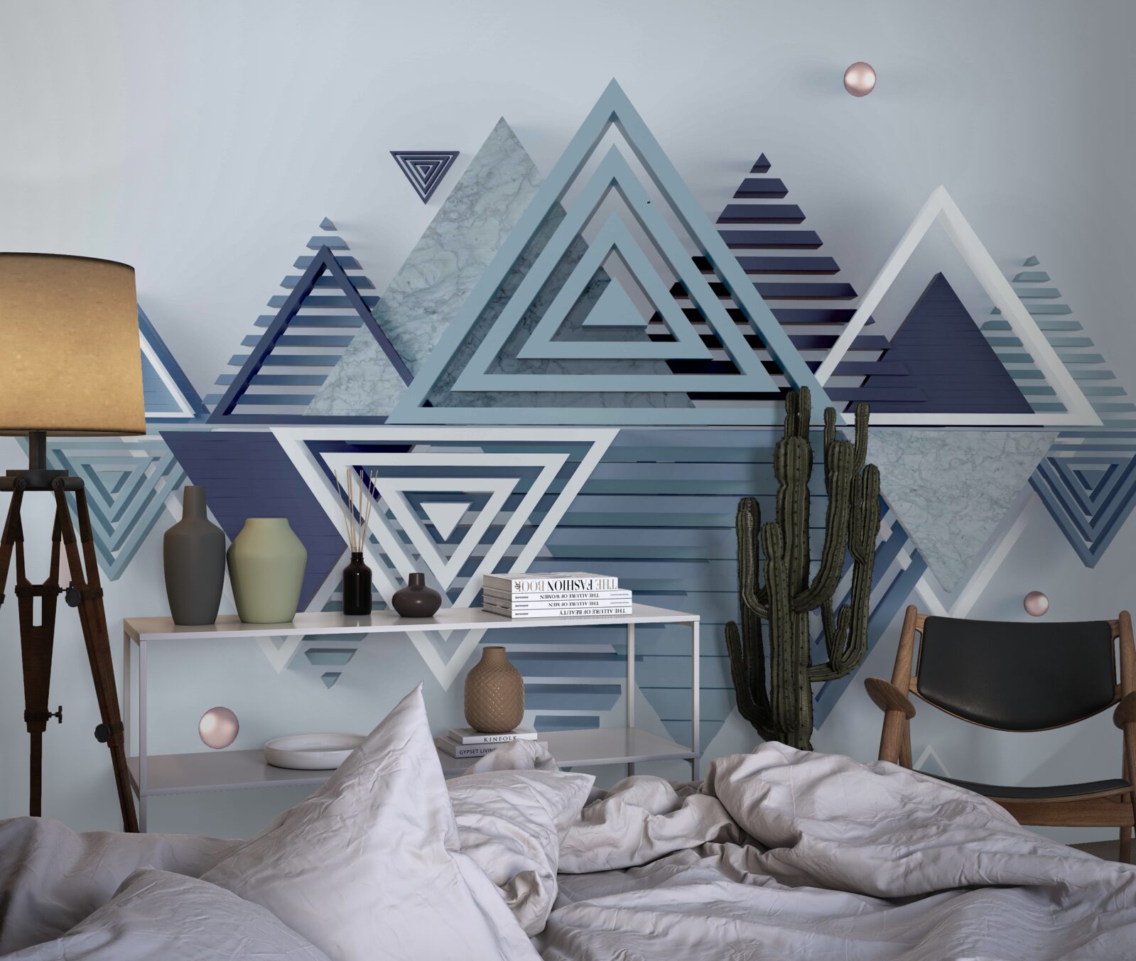 Fototapet forme triunghiulare colorate și abstracte