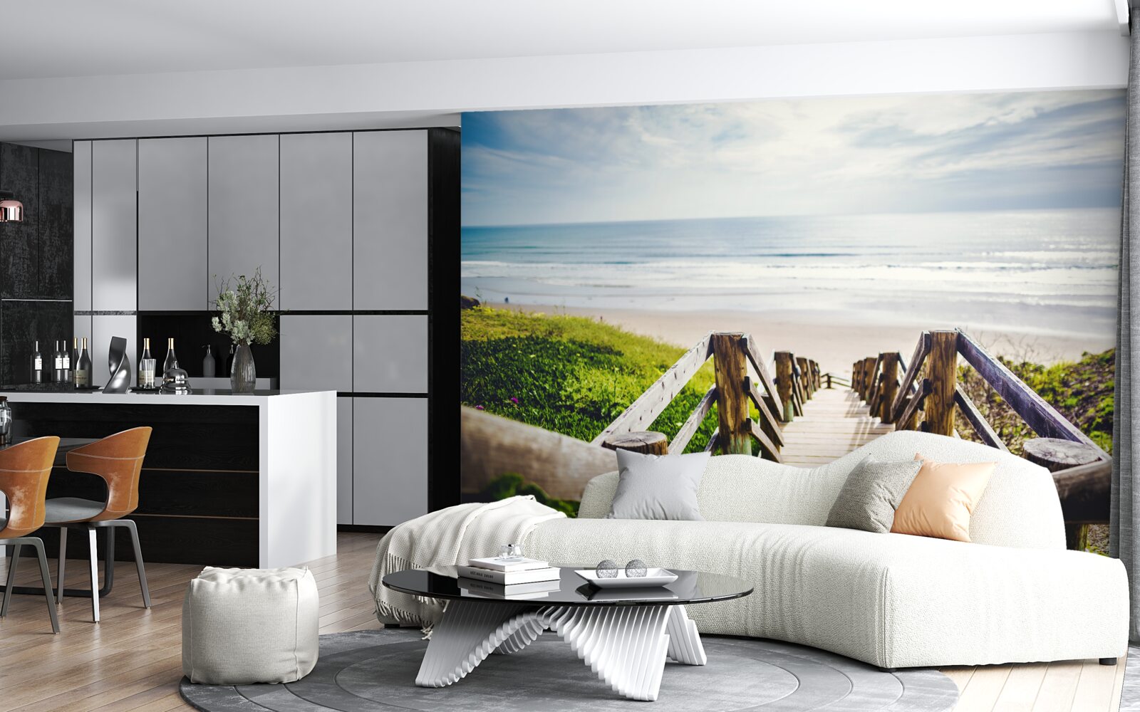 Fototapet scara care coboară spre apă