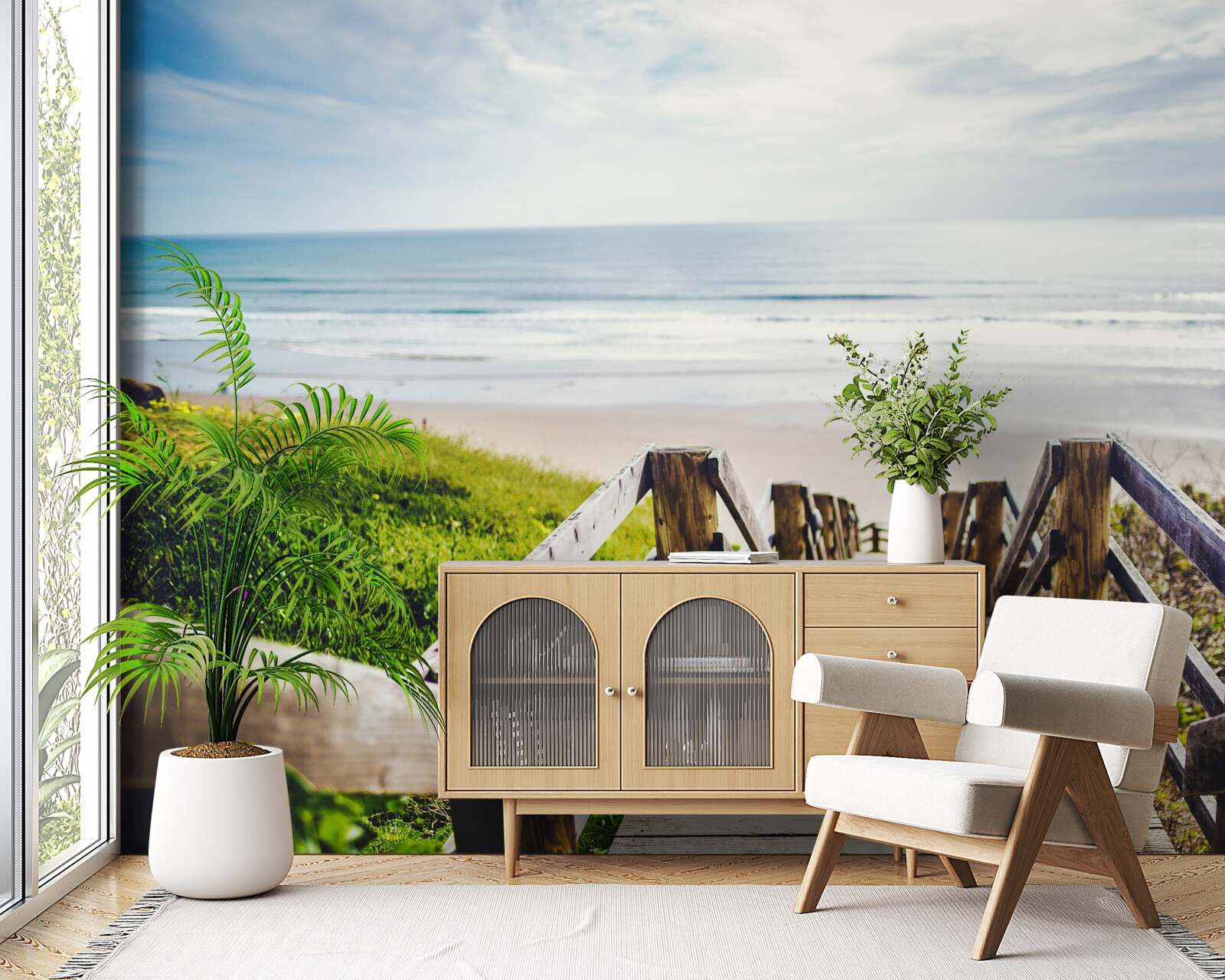 Fototapet scara care coboară spre apă