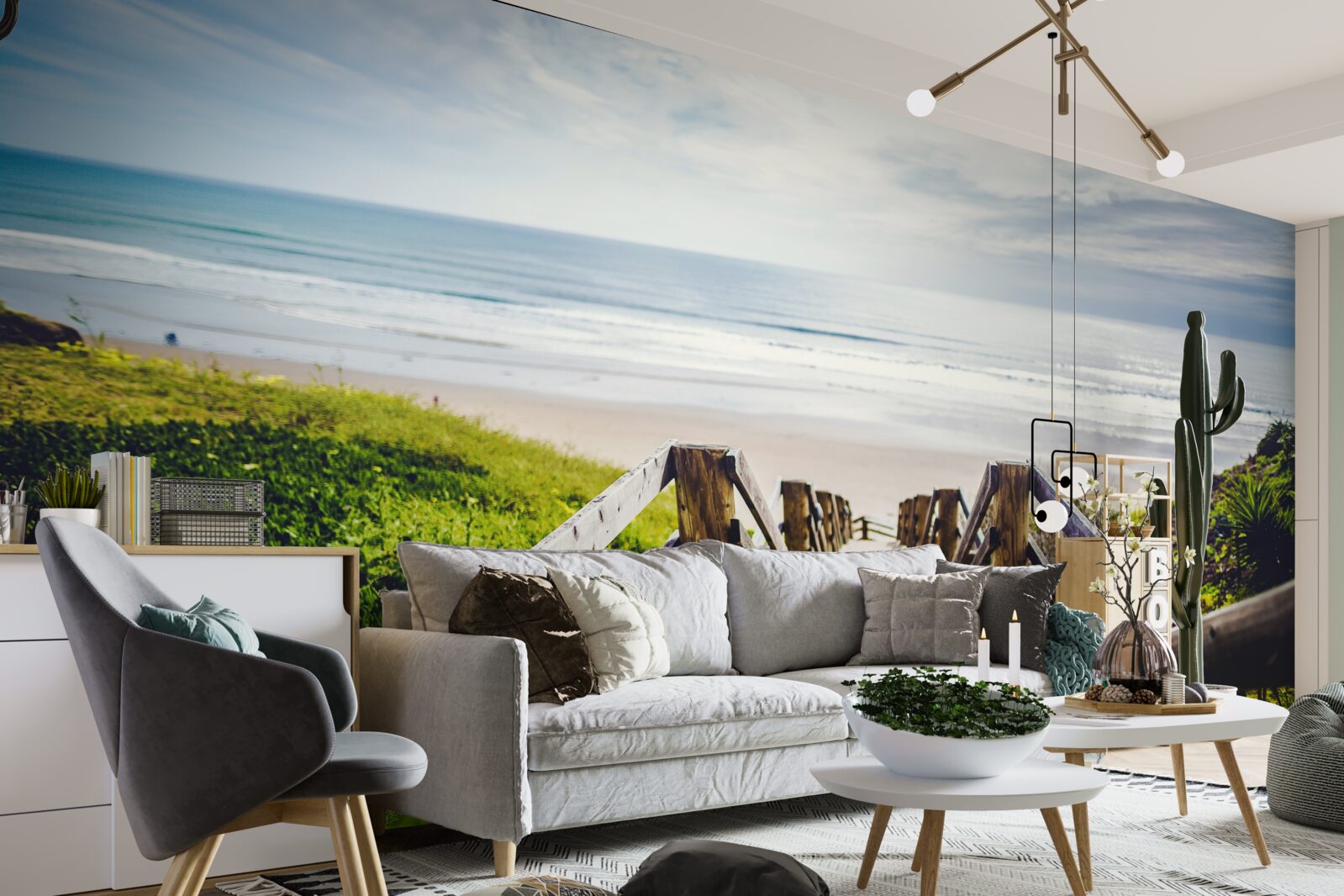 Fototapet scara care coboară spre apă