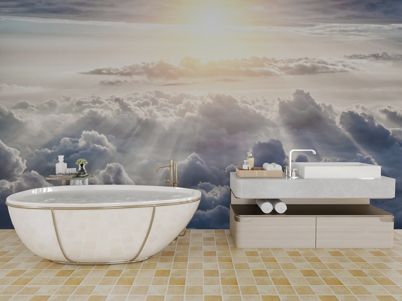 Fototapet Lumina era înaltă deasupra norilor luxurianți