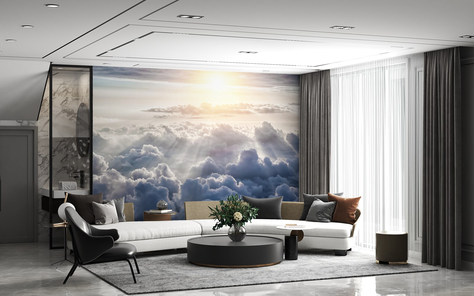 Fototapet Lumina era înaltă deasupra norilor luxurianți