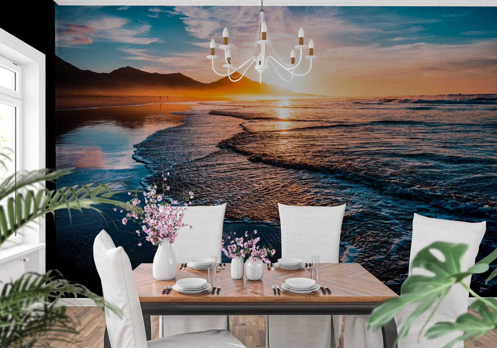 Fototapet apa reflectă razele soarelui