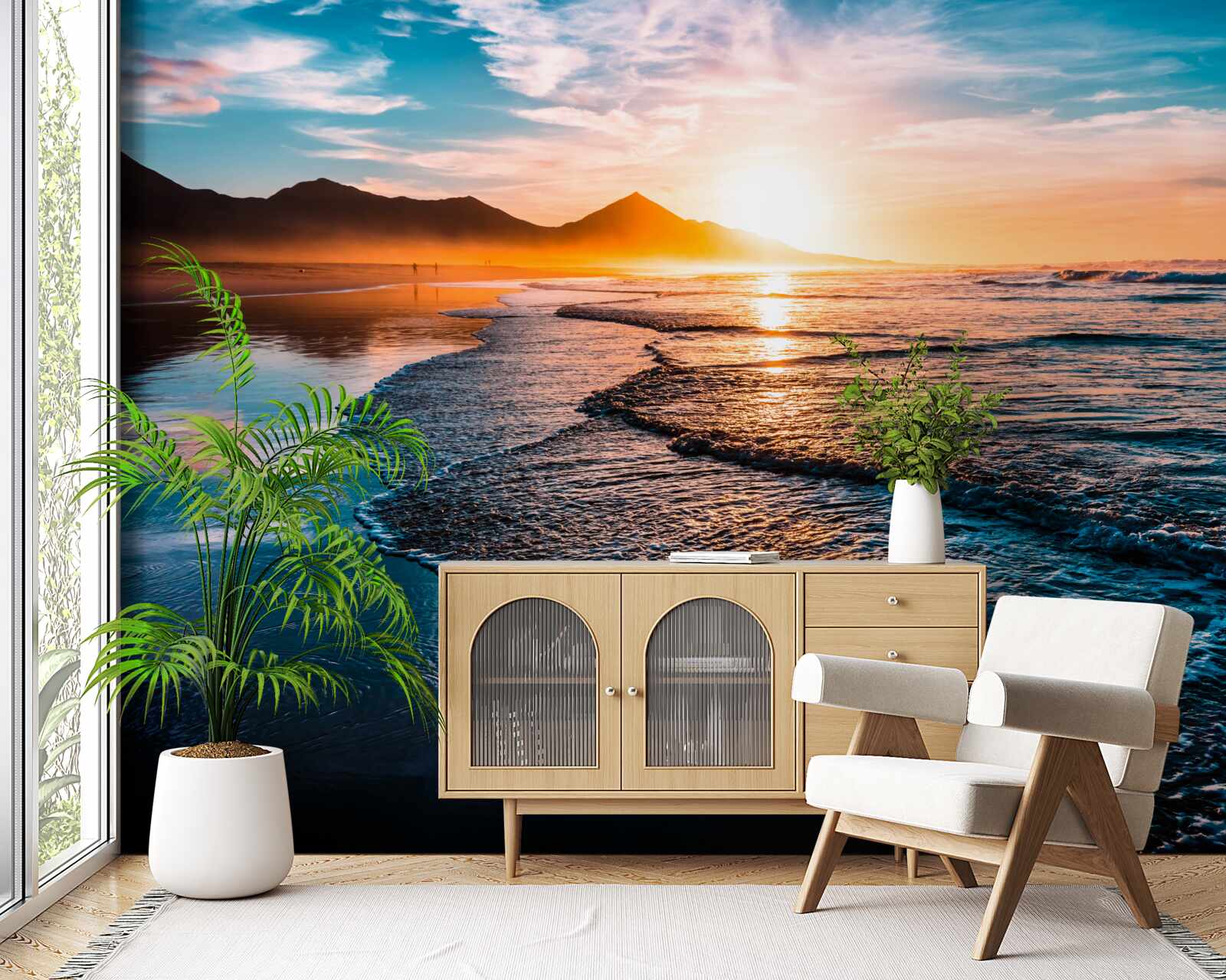 Fototapet apa reflectă razele soarelui