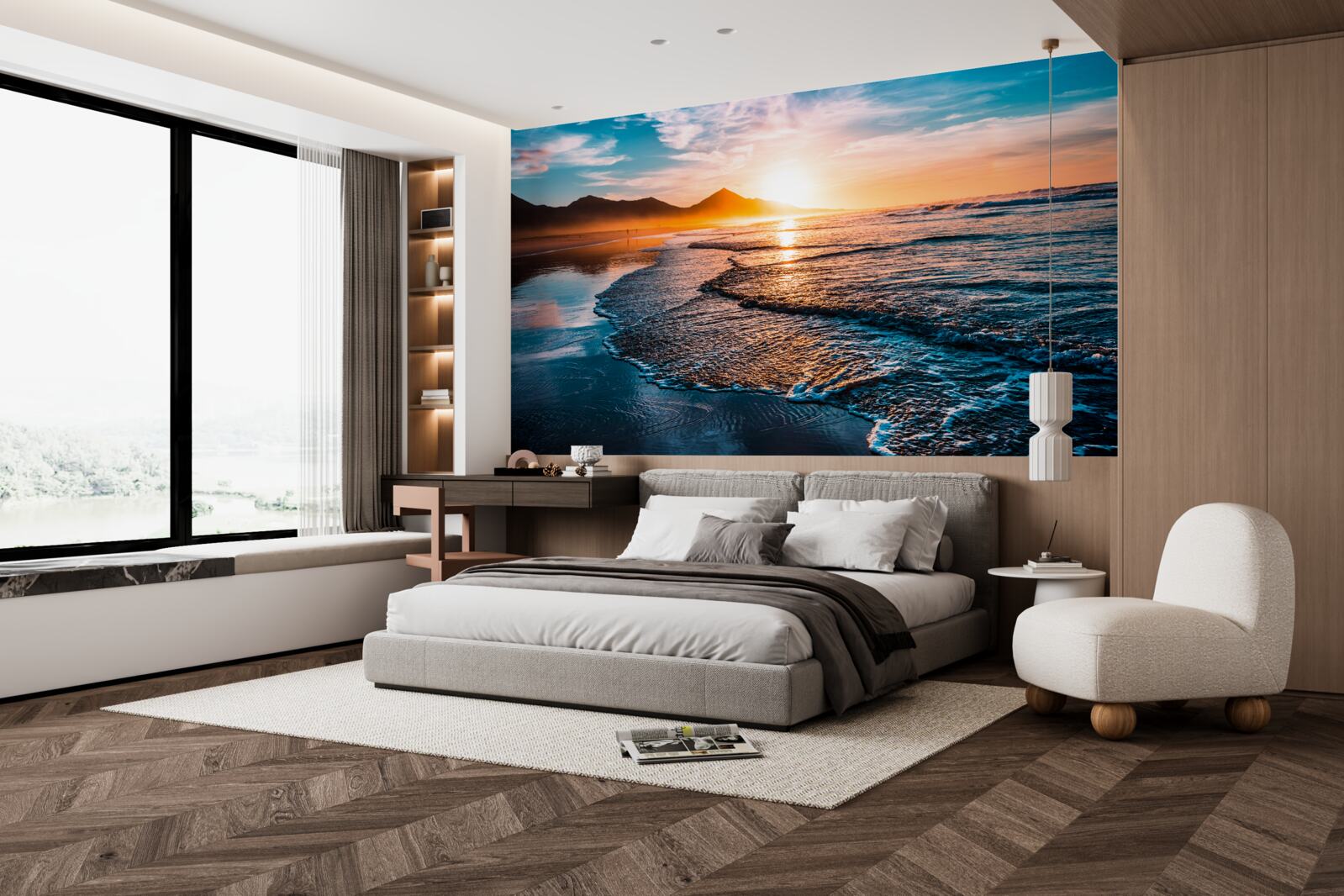 Fototapet apa reflectă razele soarelui