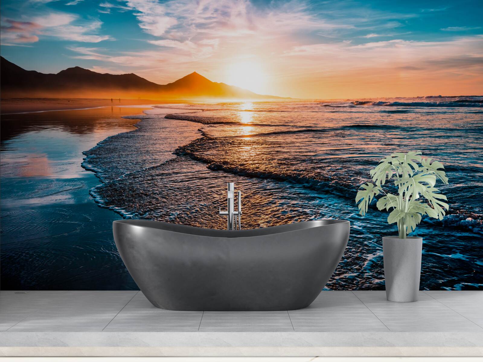 Fototapet apa reflectă razele soarelui