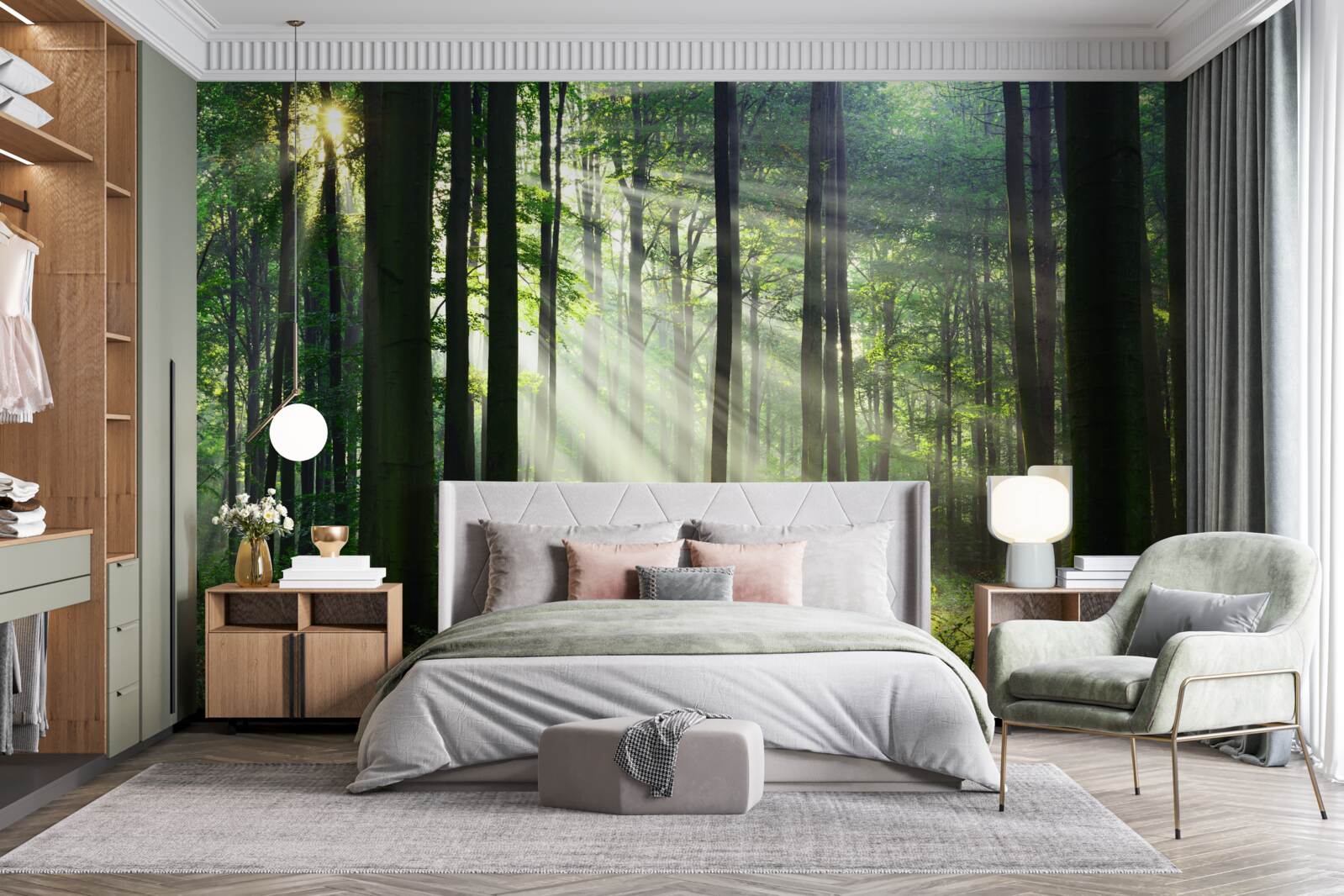 Fototapet poranny las