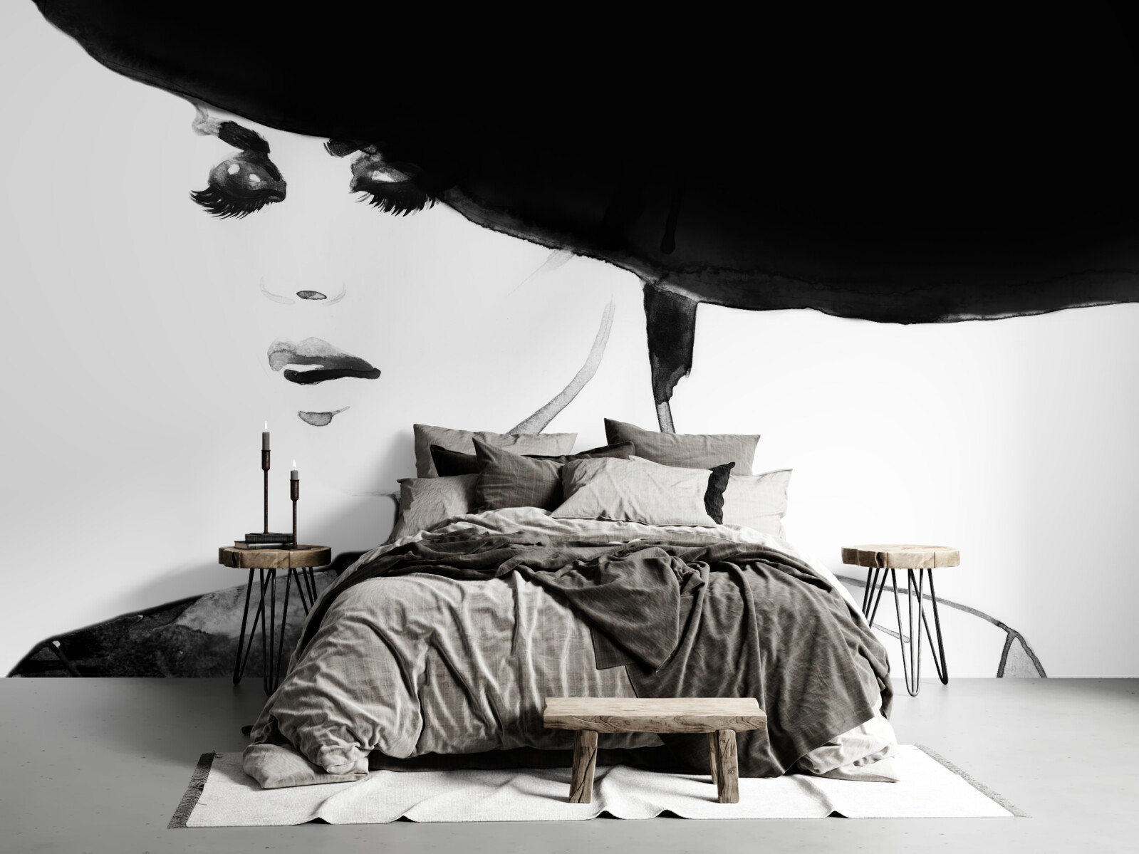 Fototapet fata cu pălărie prezentată în fotografie