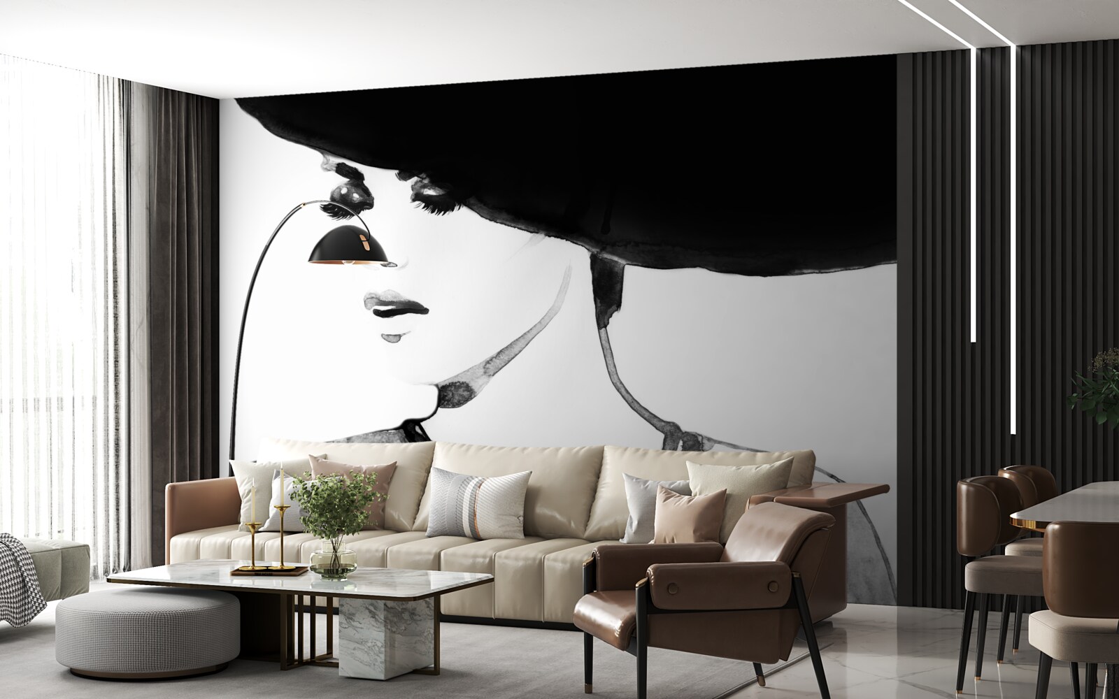 Fototapet fata cu pălărie prezentată în fotografie