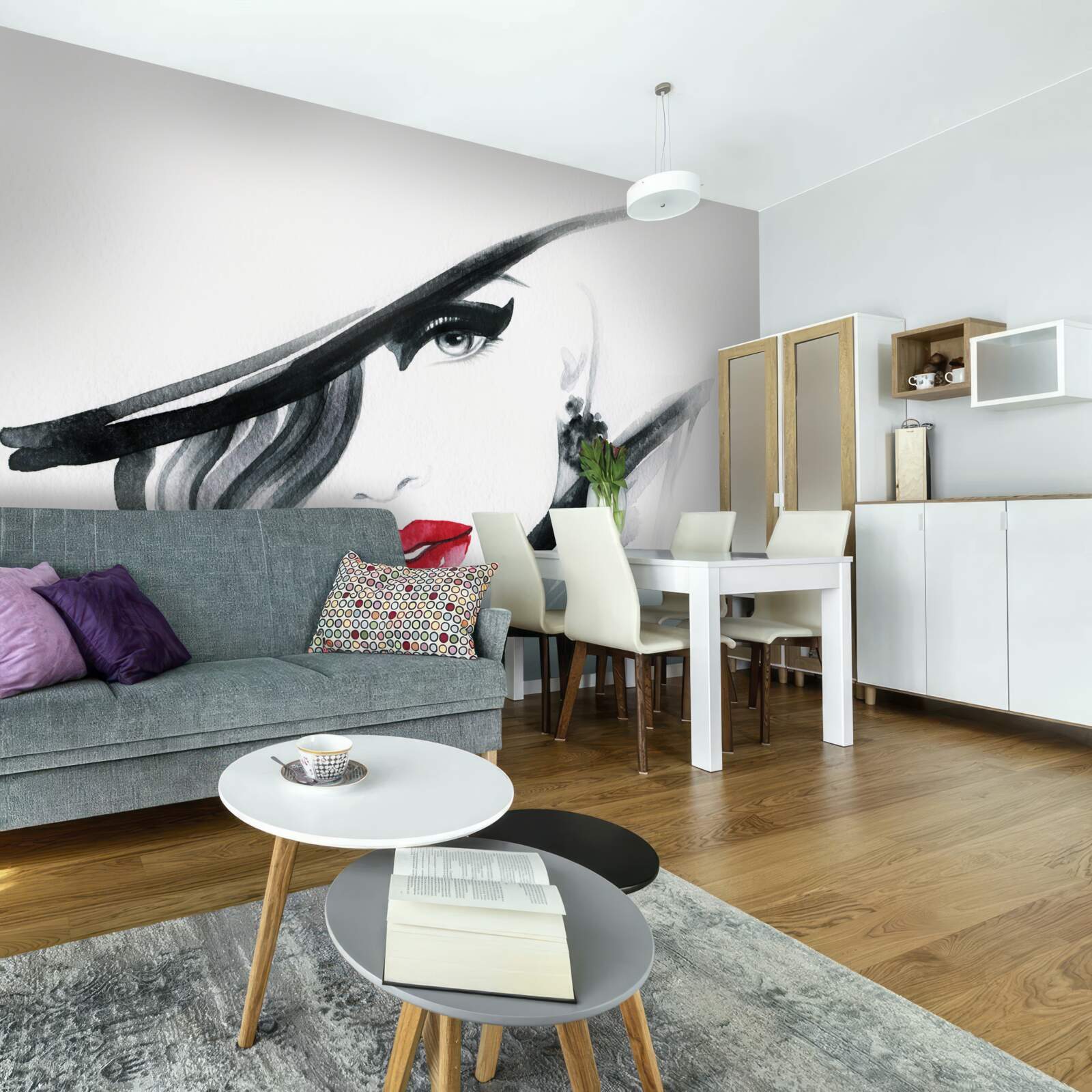 Fototapet imaginea unei fete cu buze roșii