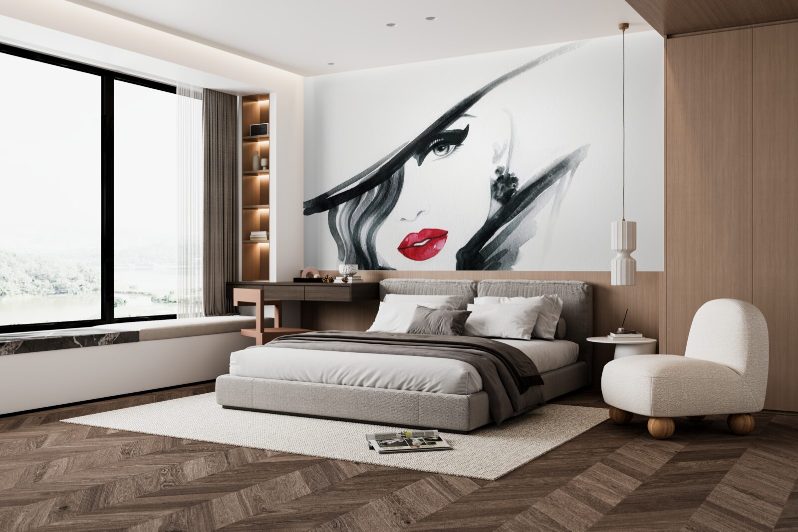 Fototapet imaginea unei fete cu buze roșii