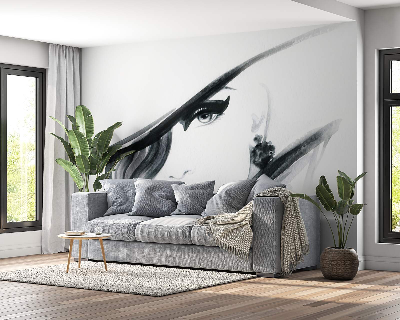 Fototapet imaginea unei fete cu buze roșii