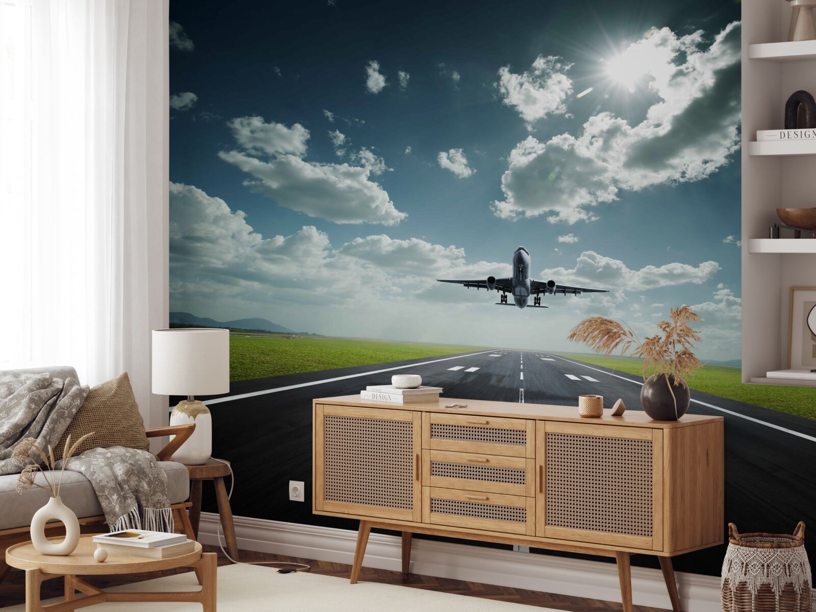 Fototapet aeronava decolează de pe pistă