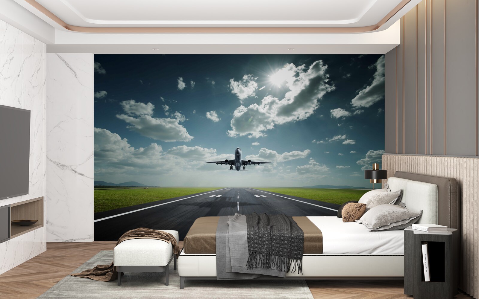 Fototapet aeronava decolează de pe pistă
