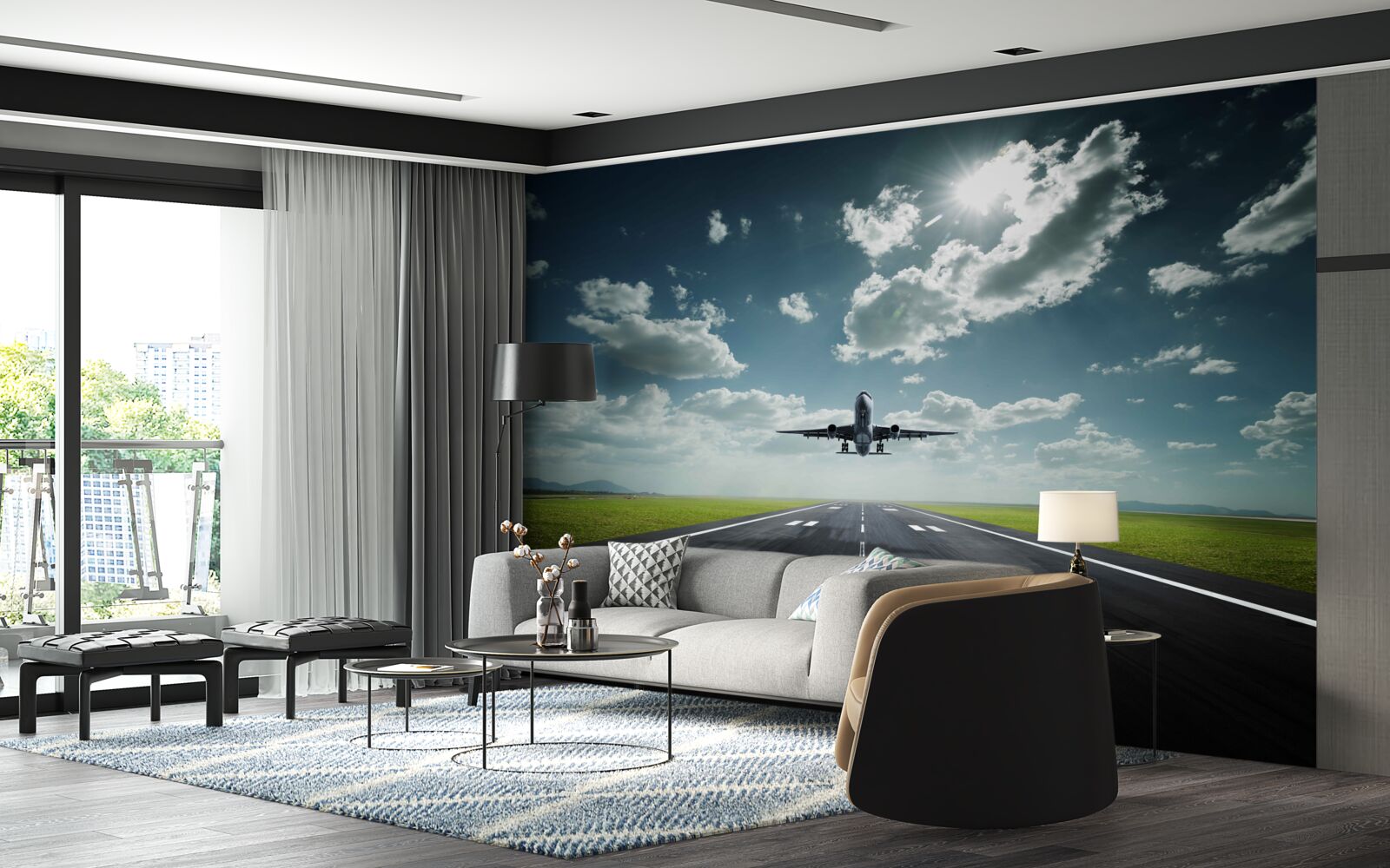 Fototapet aeronava decolează de pe pistă