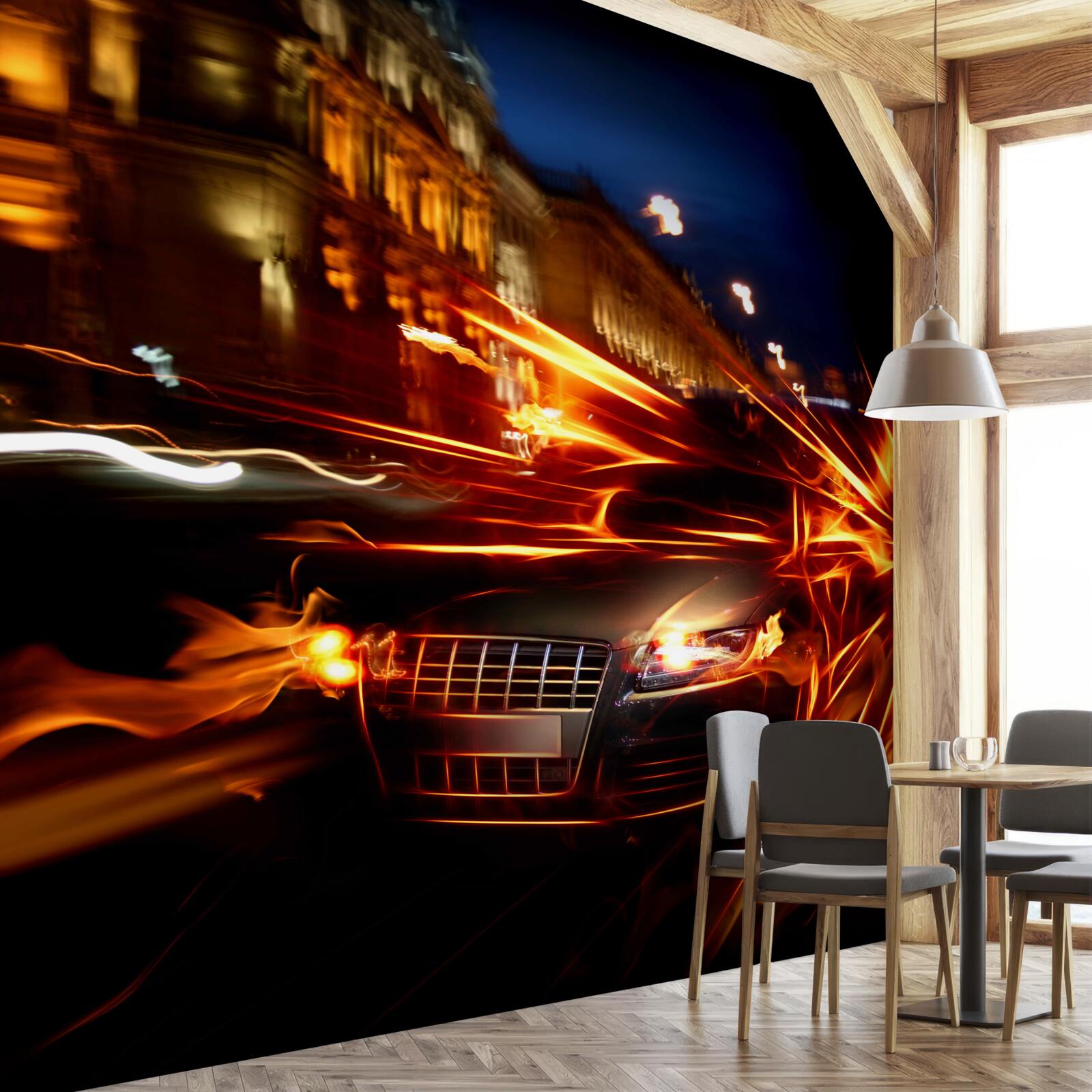 Fototapet mașină în lumina nopții