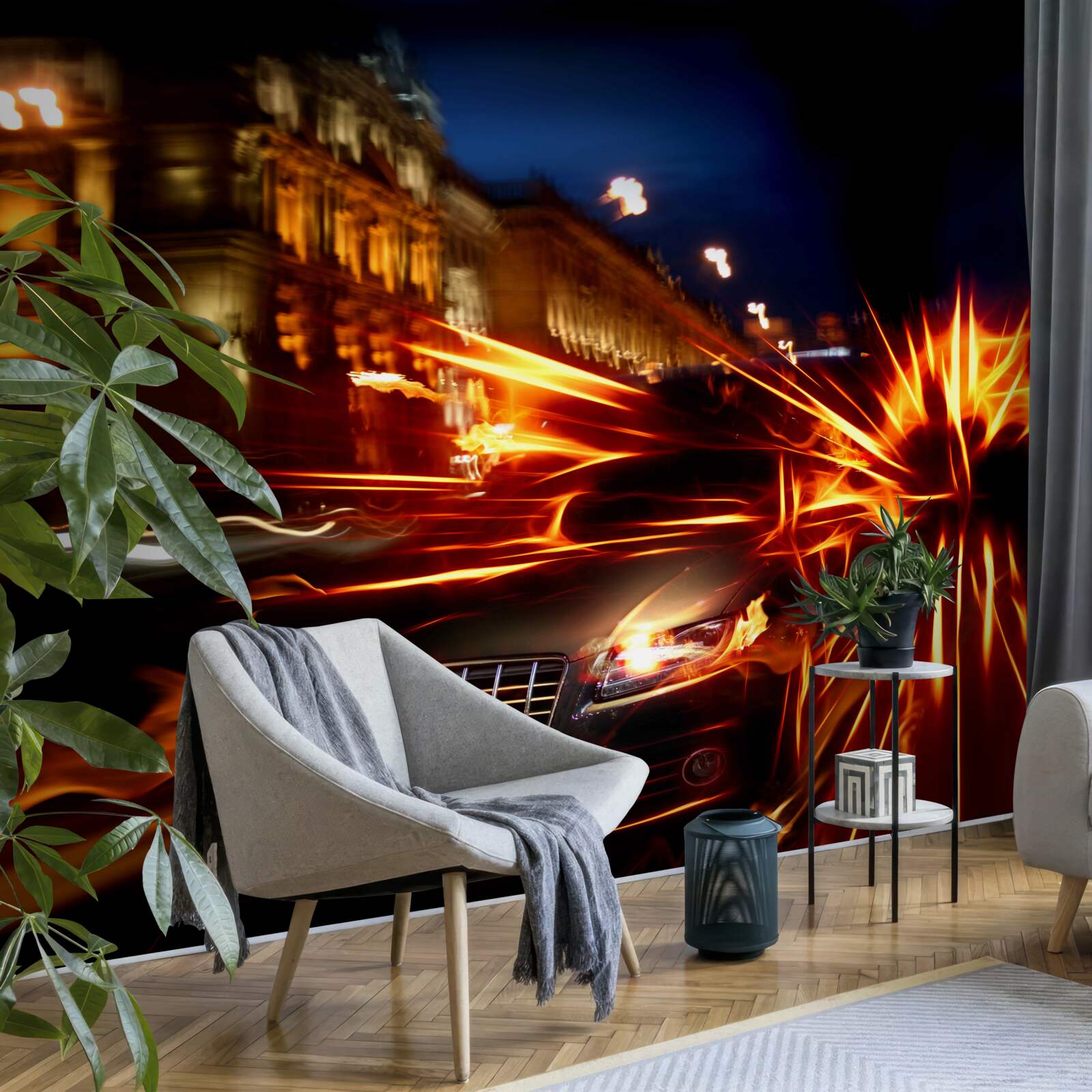 Fototapet mașină în lumina nopții