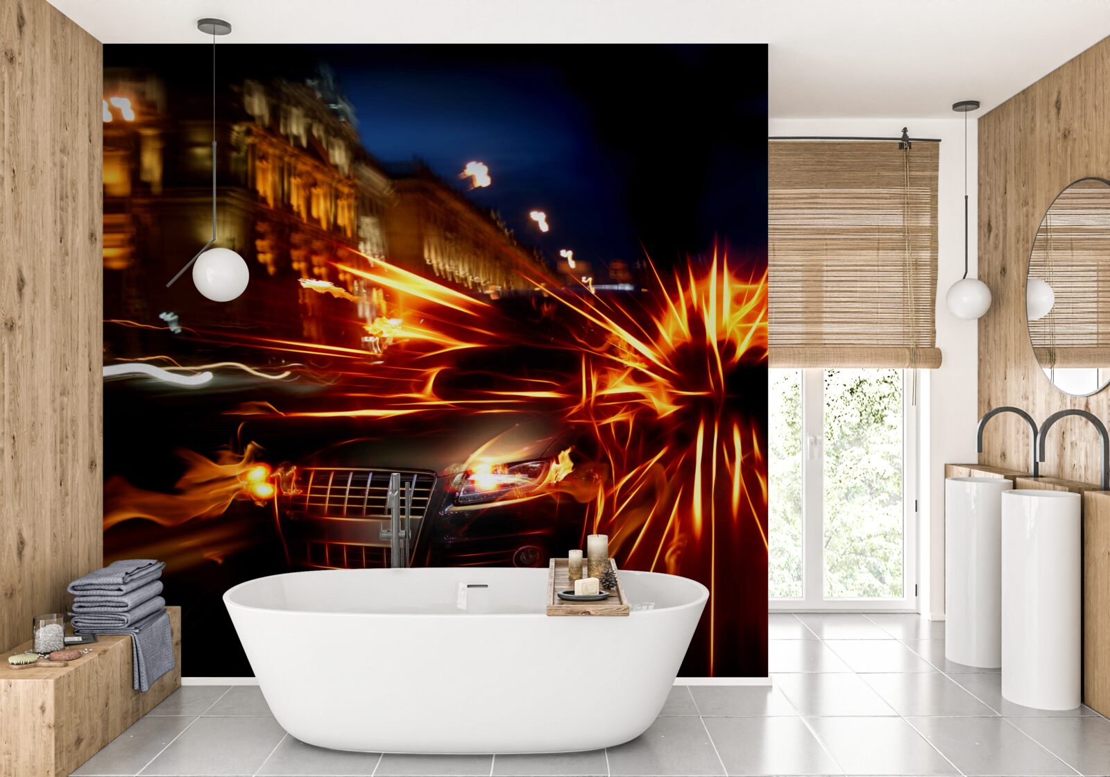 Fototapet mașină în lumina nopții