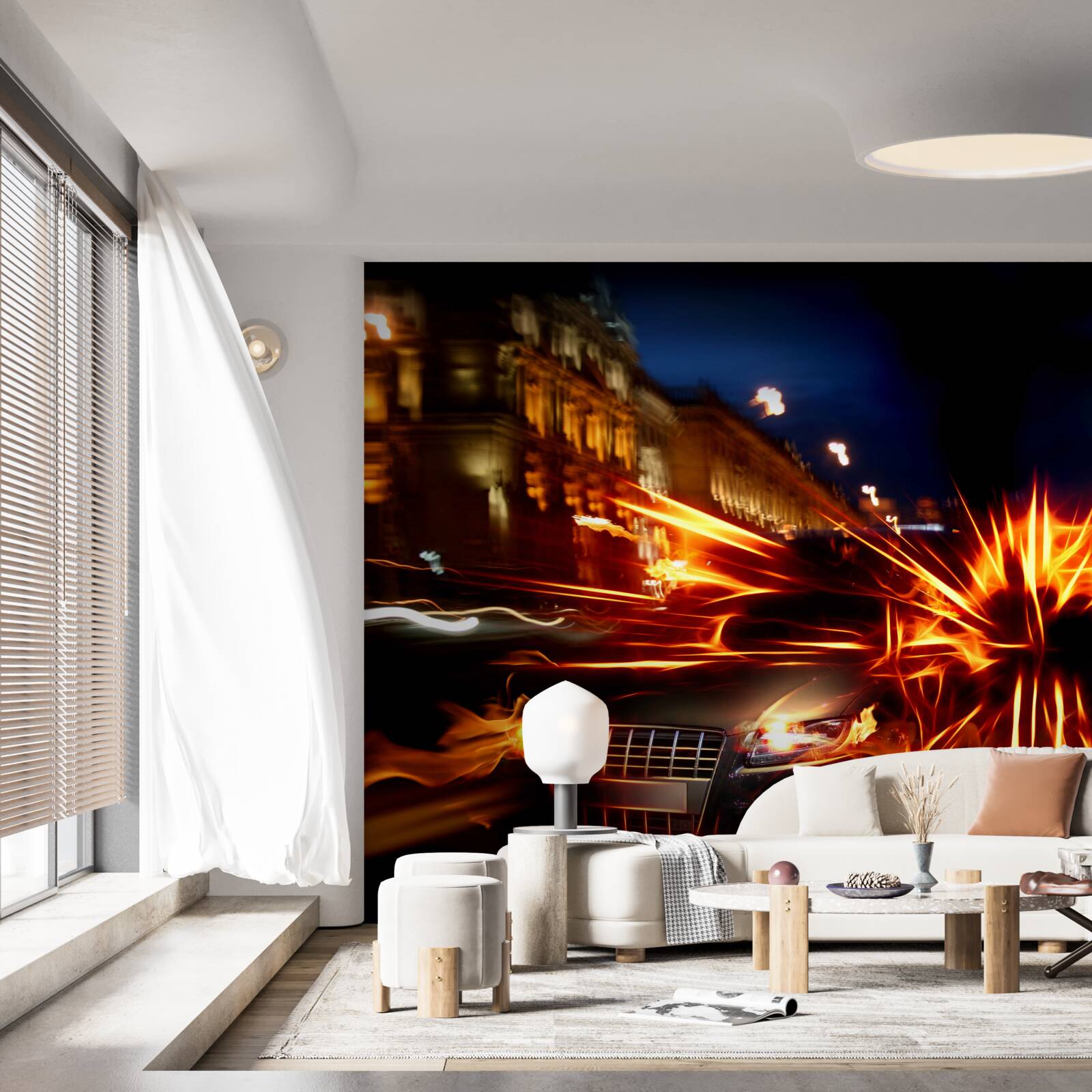 Fototapet mașină în lumina nopții