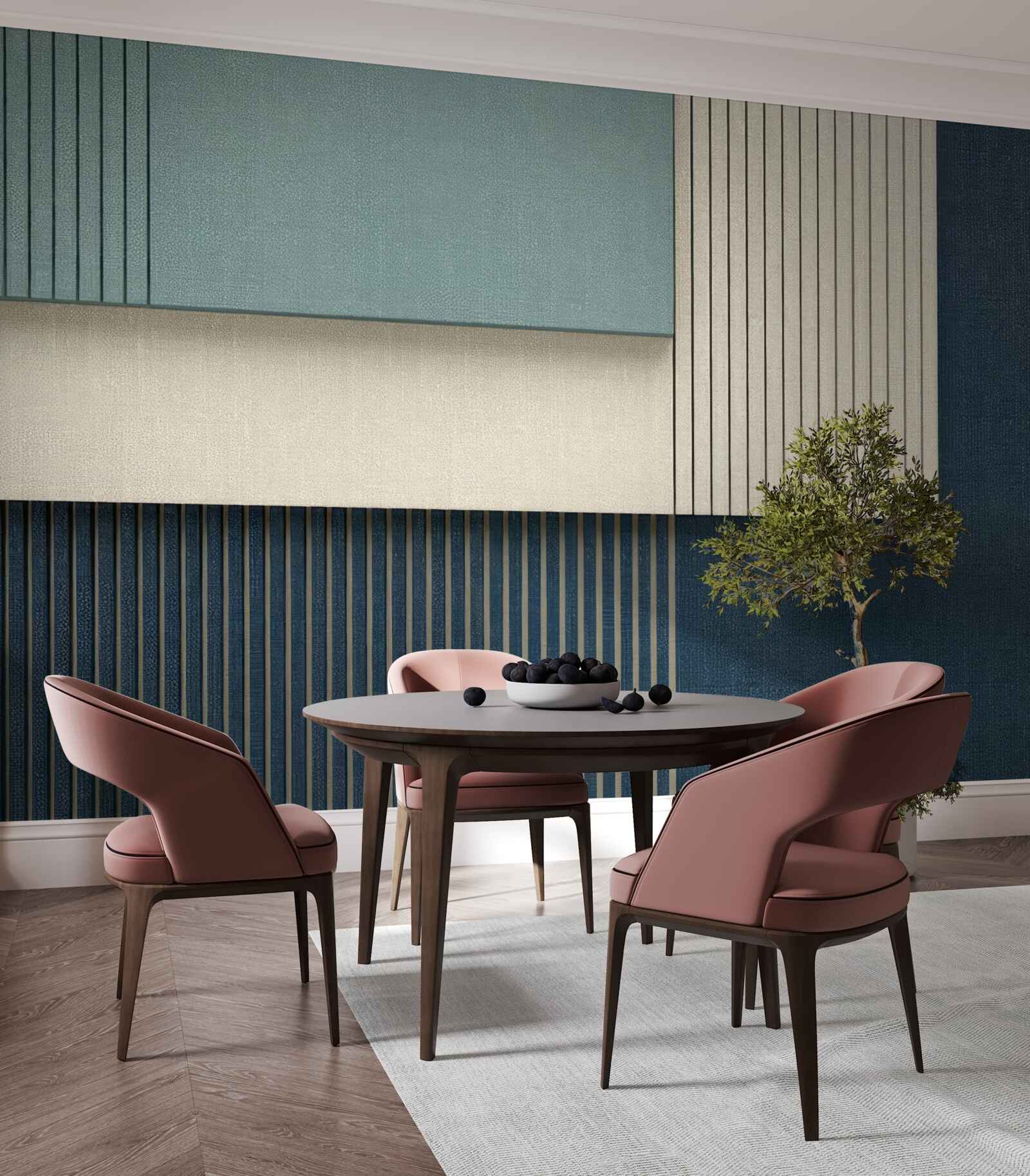 Fototapet fundal în albastru, bej și verde