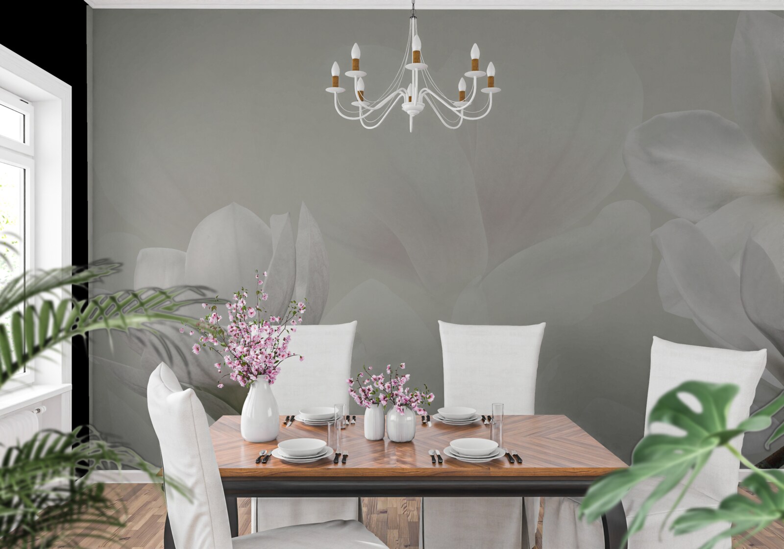 Fototapet flori albe mari