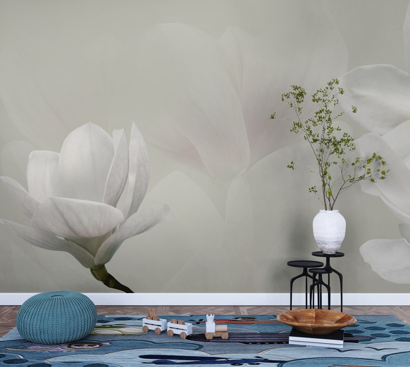 Fototapet flori albe mari