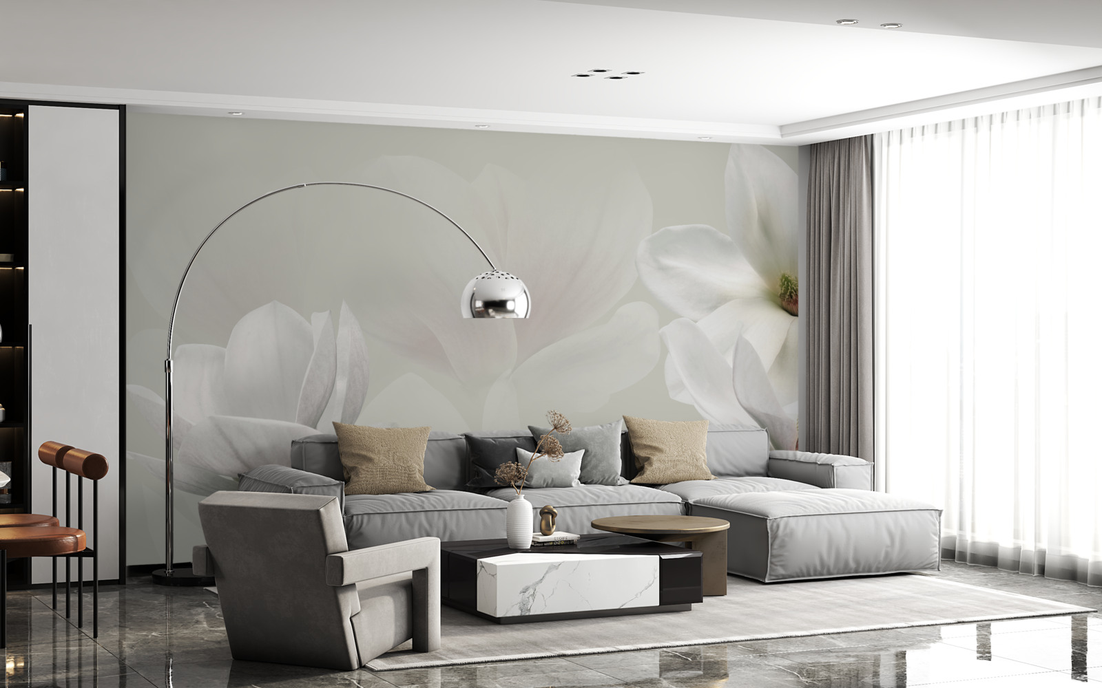 Fototapet flori albe mari