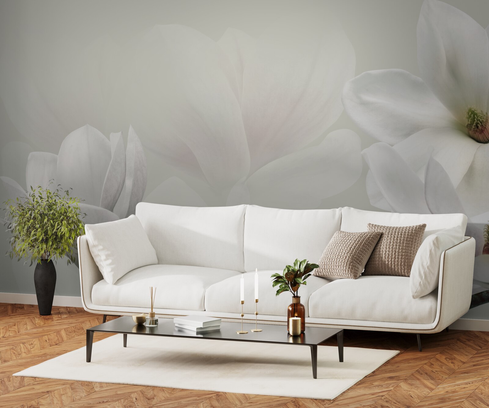 Fototapet flori albe mari