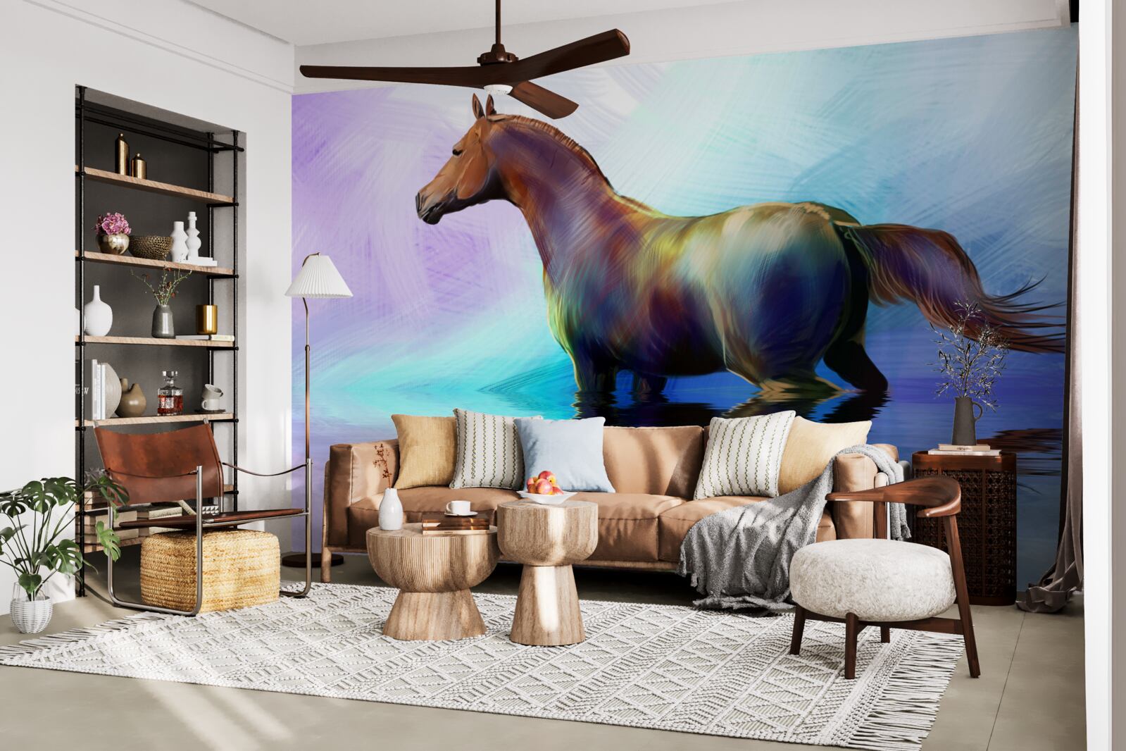 Fototapet calul este în apă